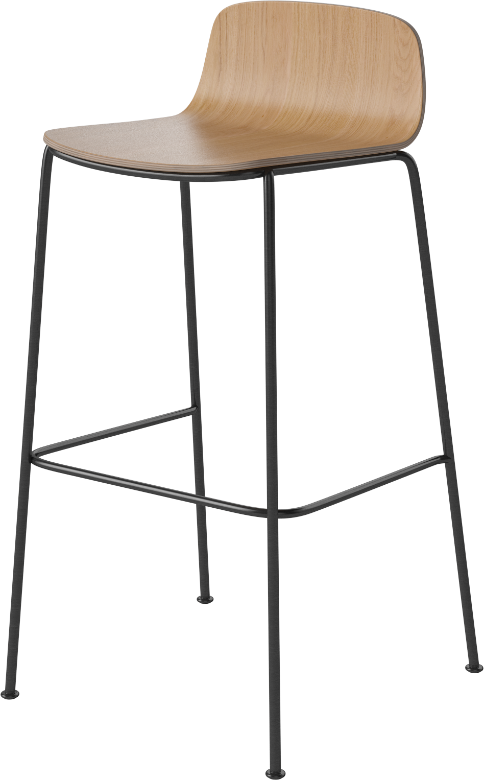 Hocker PALM eikenfineer met zwarte metalen basis