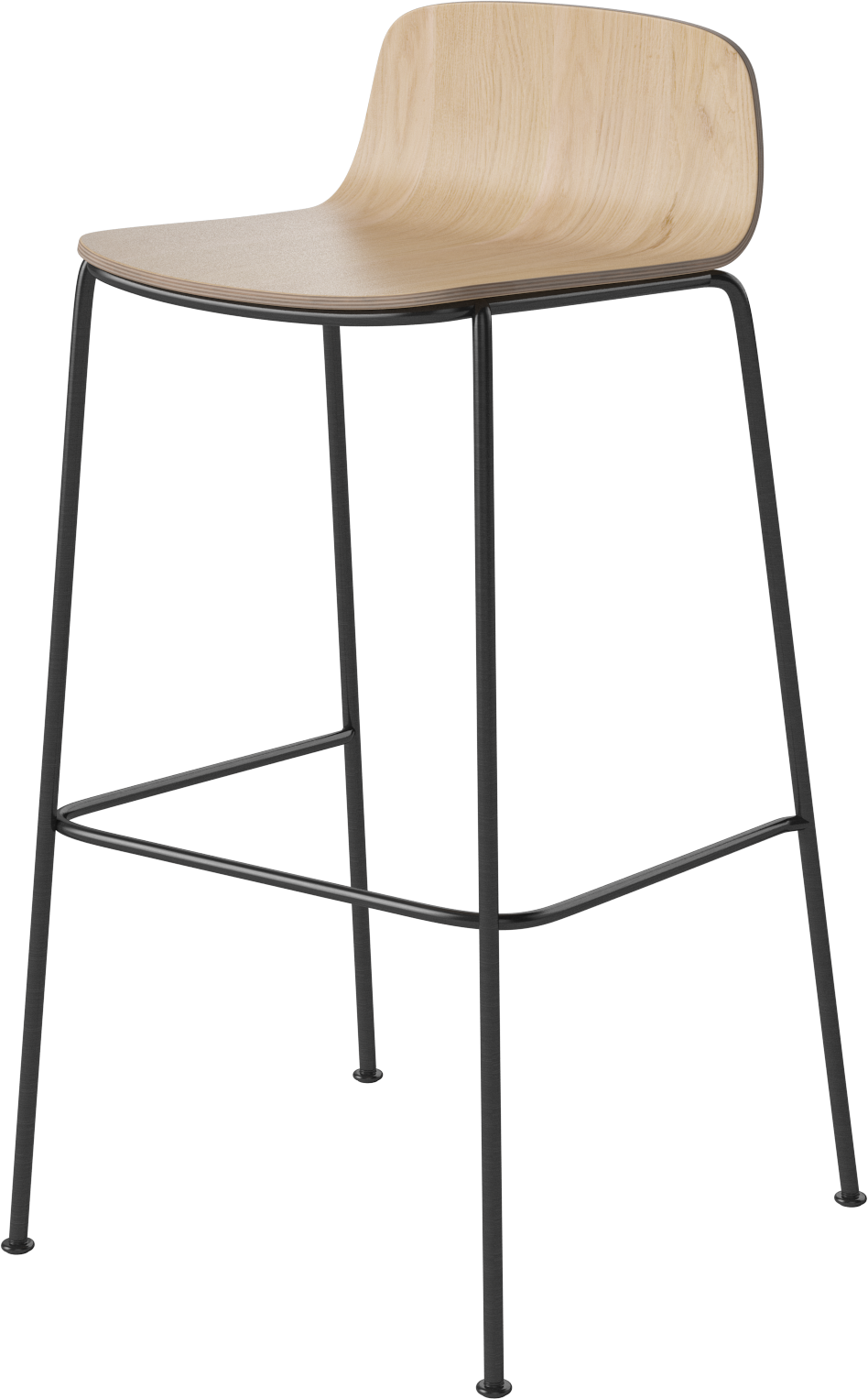 Hocker PALM gebleekt eikenfineer met zwarte metalen basis