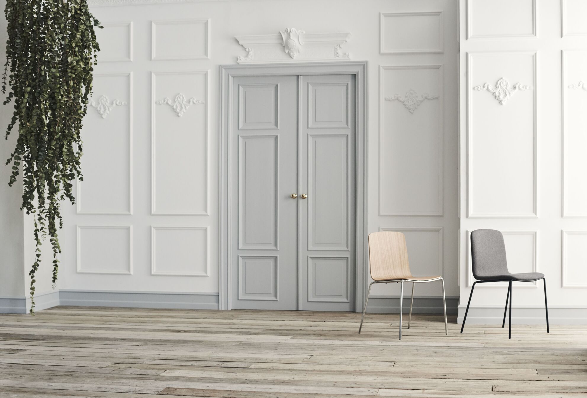 Stoel PALM zwart eikenfineer met metalen basis