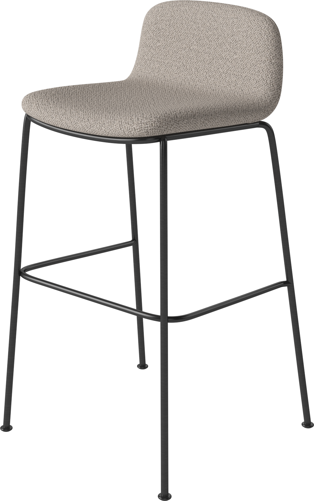 Hocker PALM gestoffeerd met een zwarte metalen basis