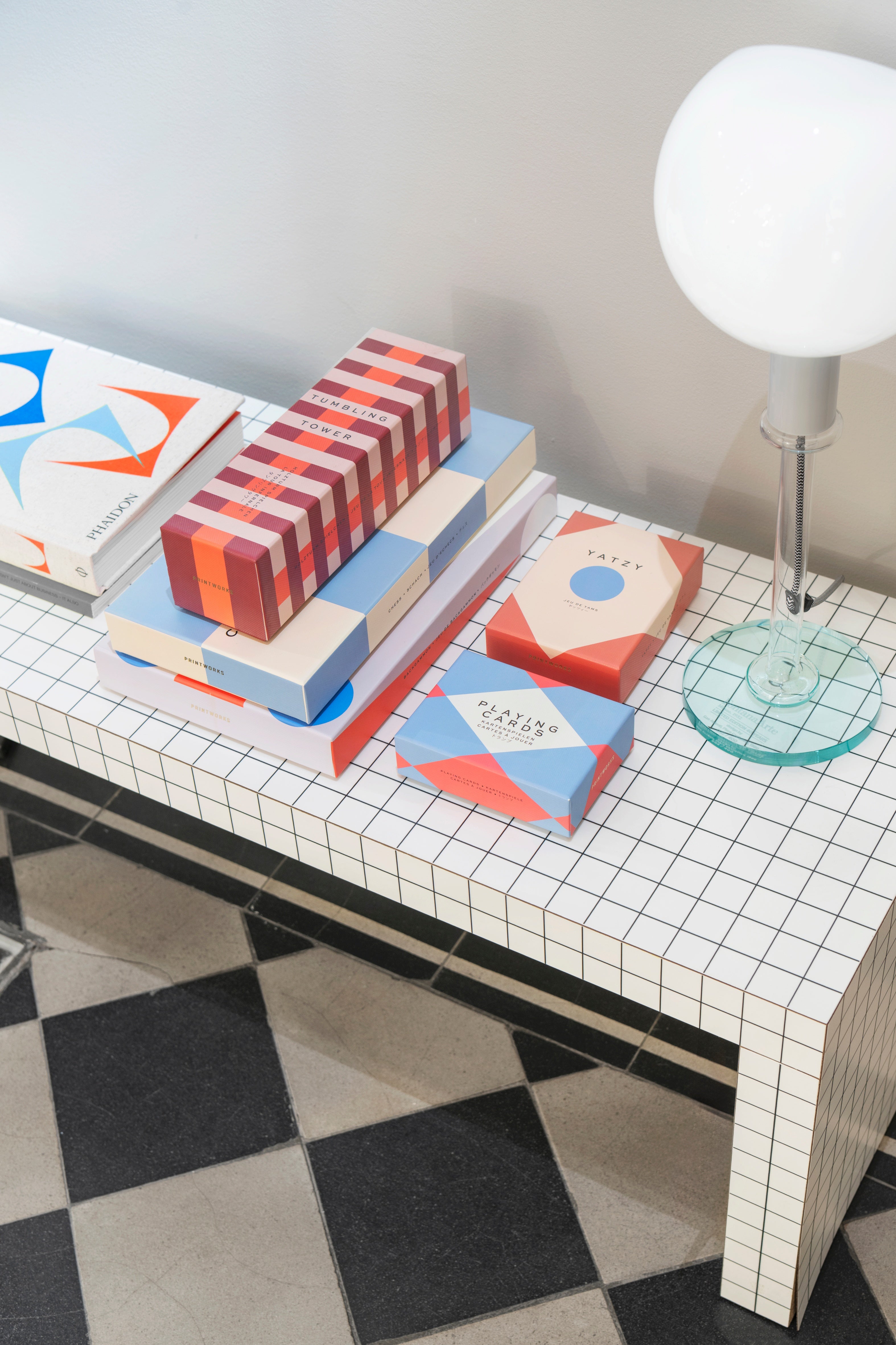 Backgammon-Spielset BACKGAMMON grau mit rot und blau