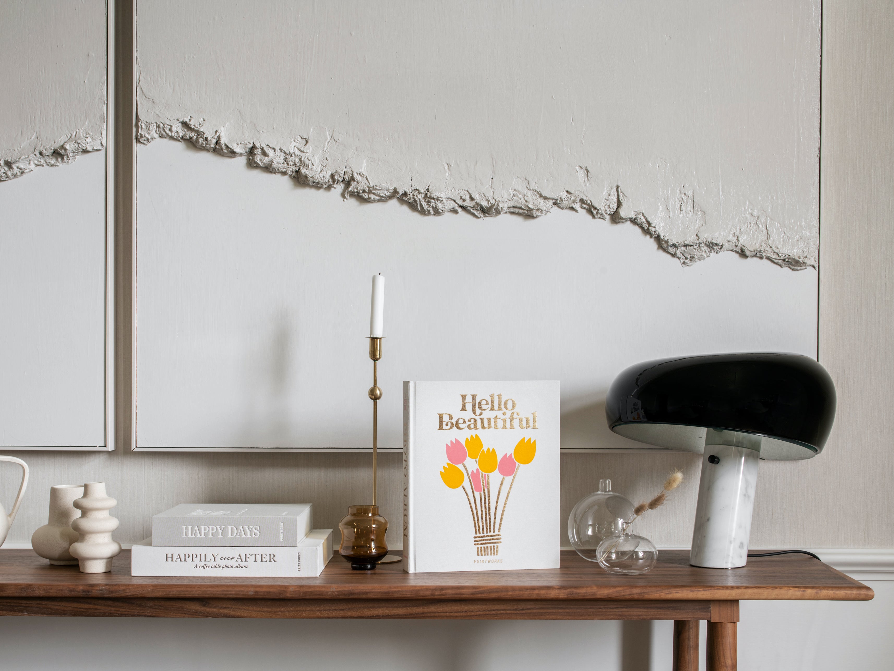 Fotoalbum HELLO BEAUTIFUL wit met goud