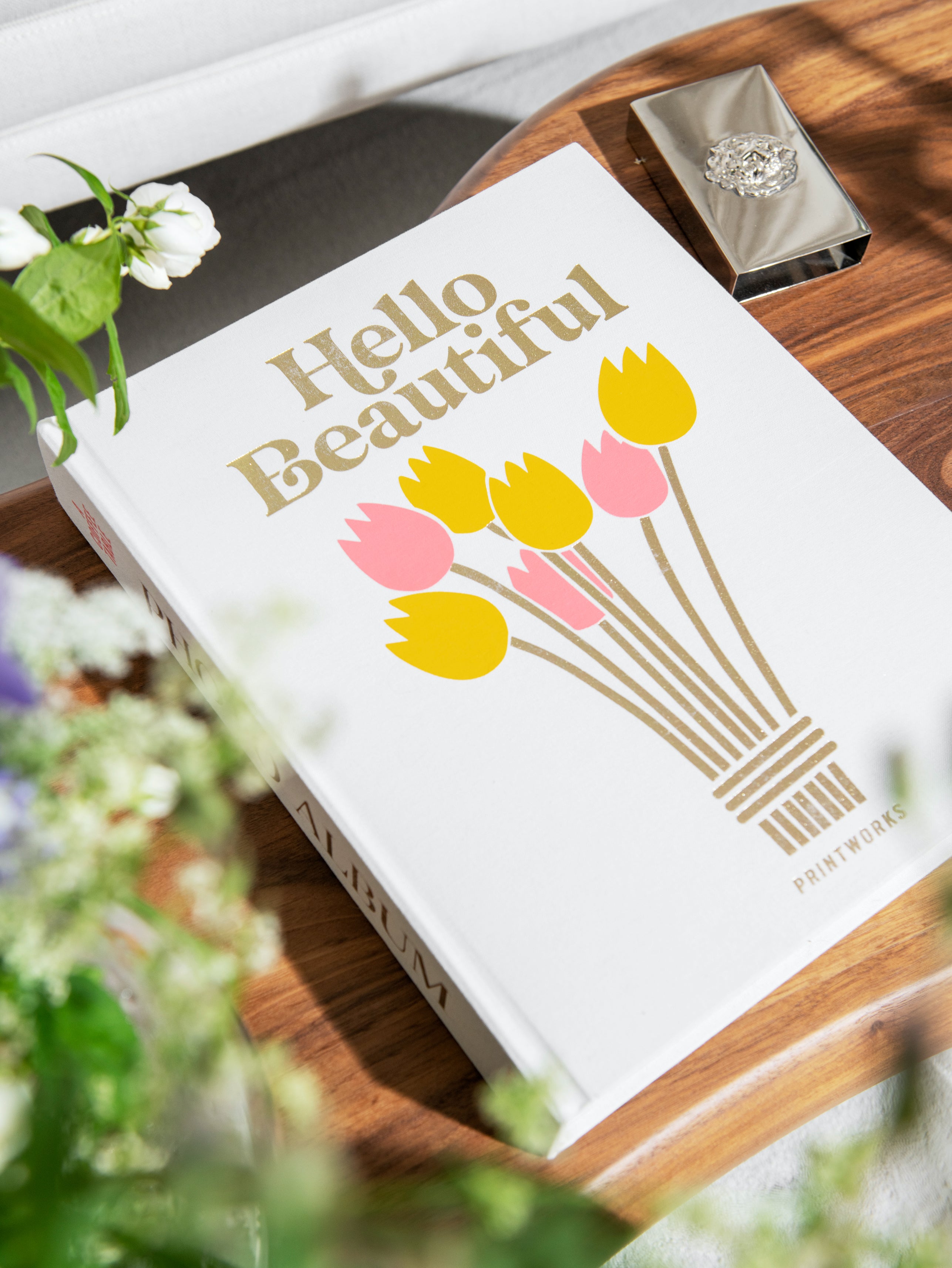 Fotoalbum HELLO BEAUTIFUL wit met goud