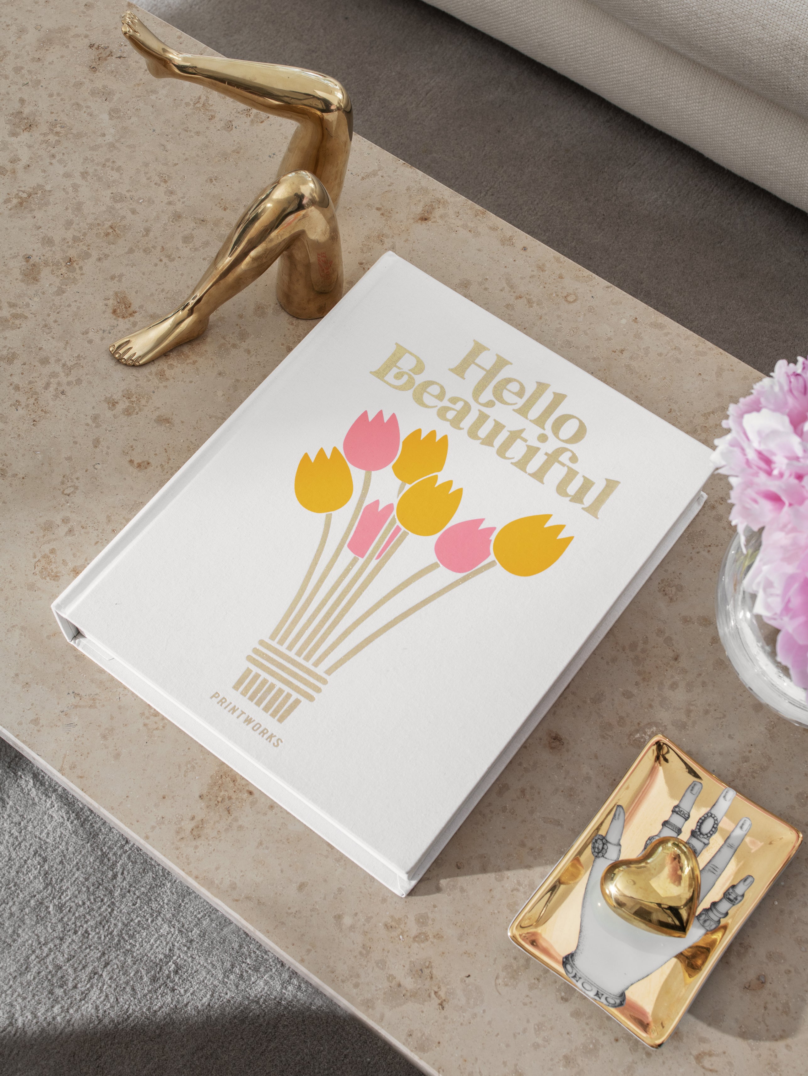 Fotoalbum HELLO BEAUTIFUL wit met goud
