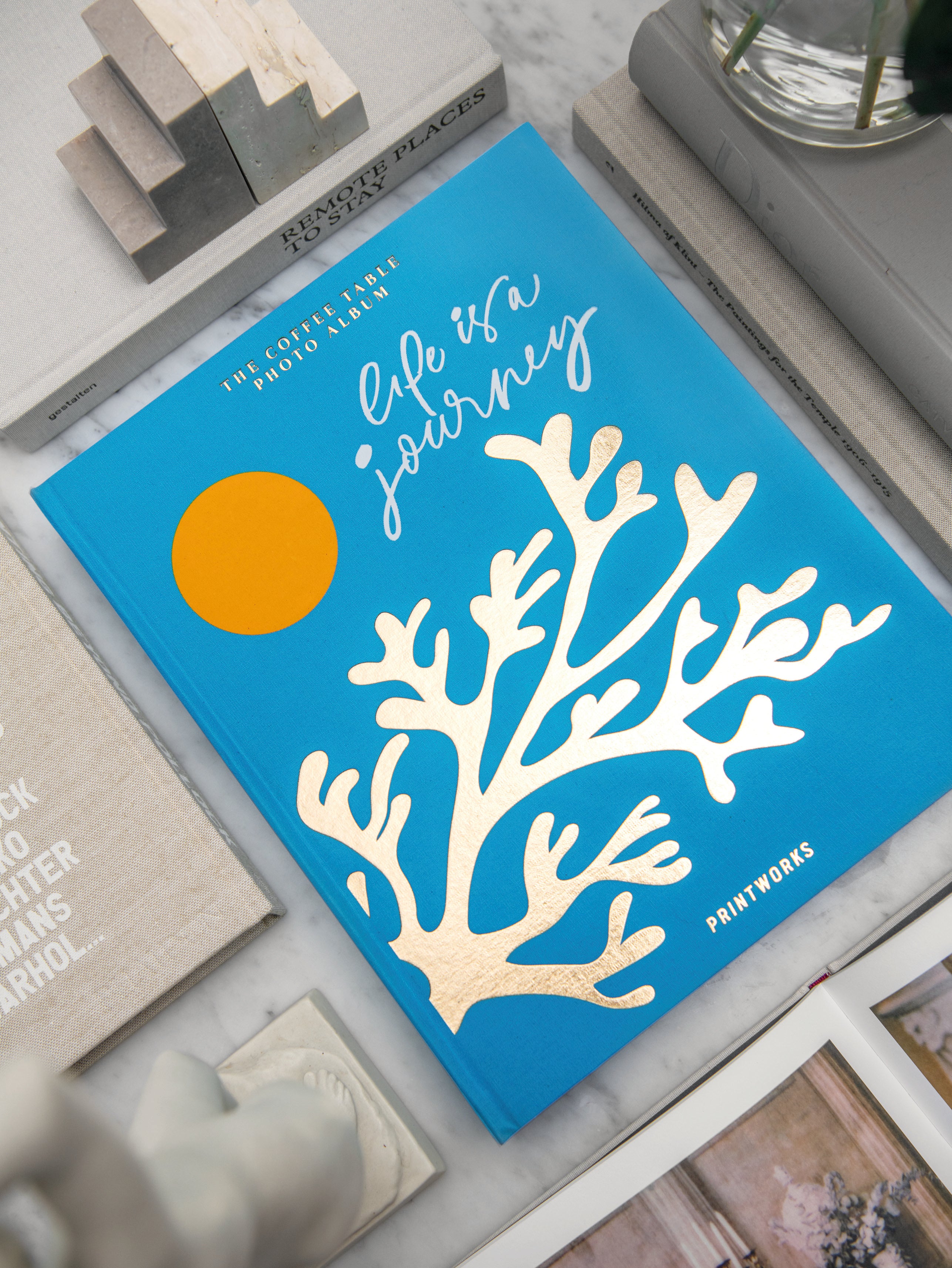 Fotoalbum LEVEN IS EEN REIS turkoois met goud