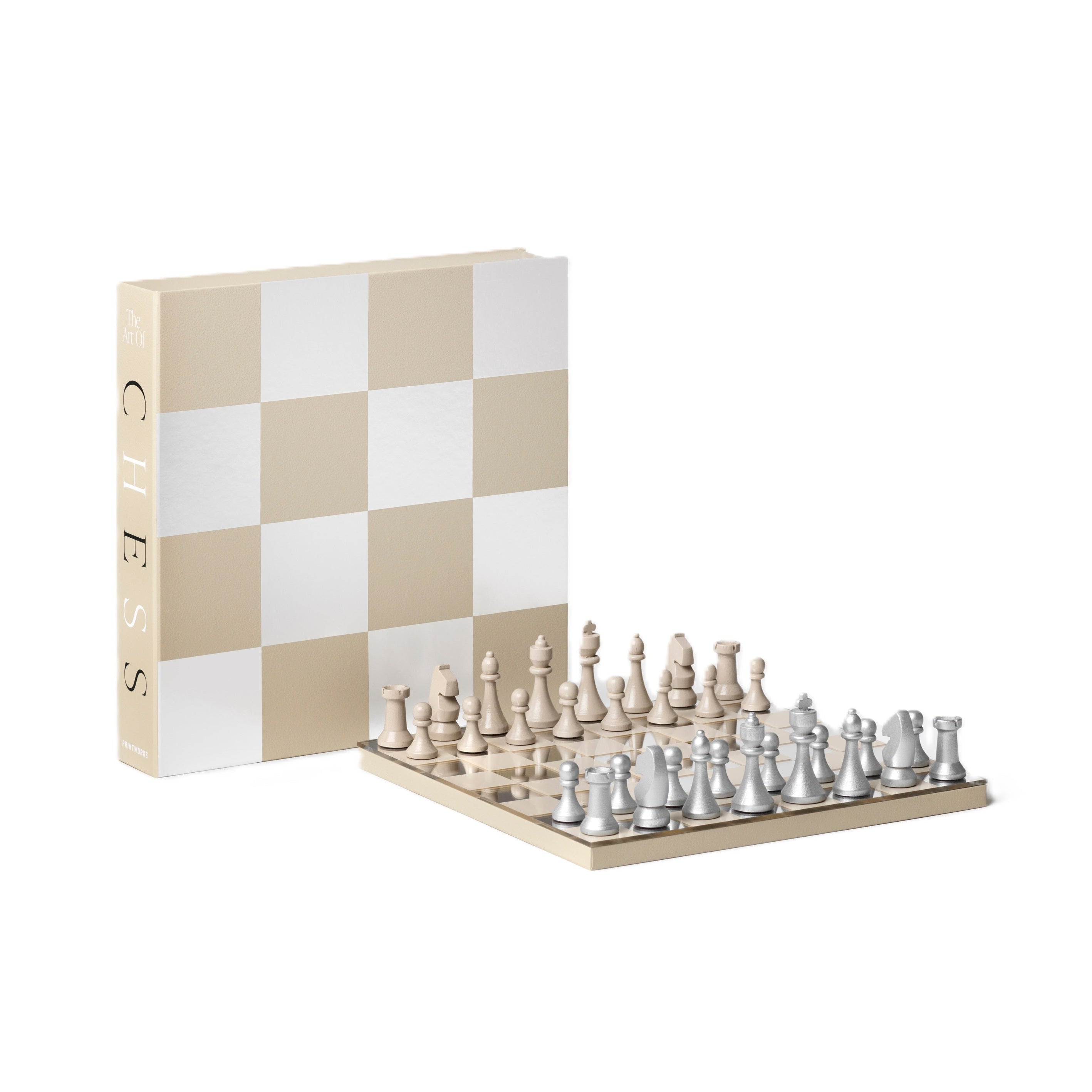 CHESS MIRROR Beige Chess Set