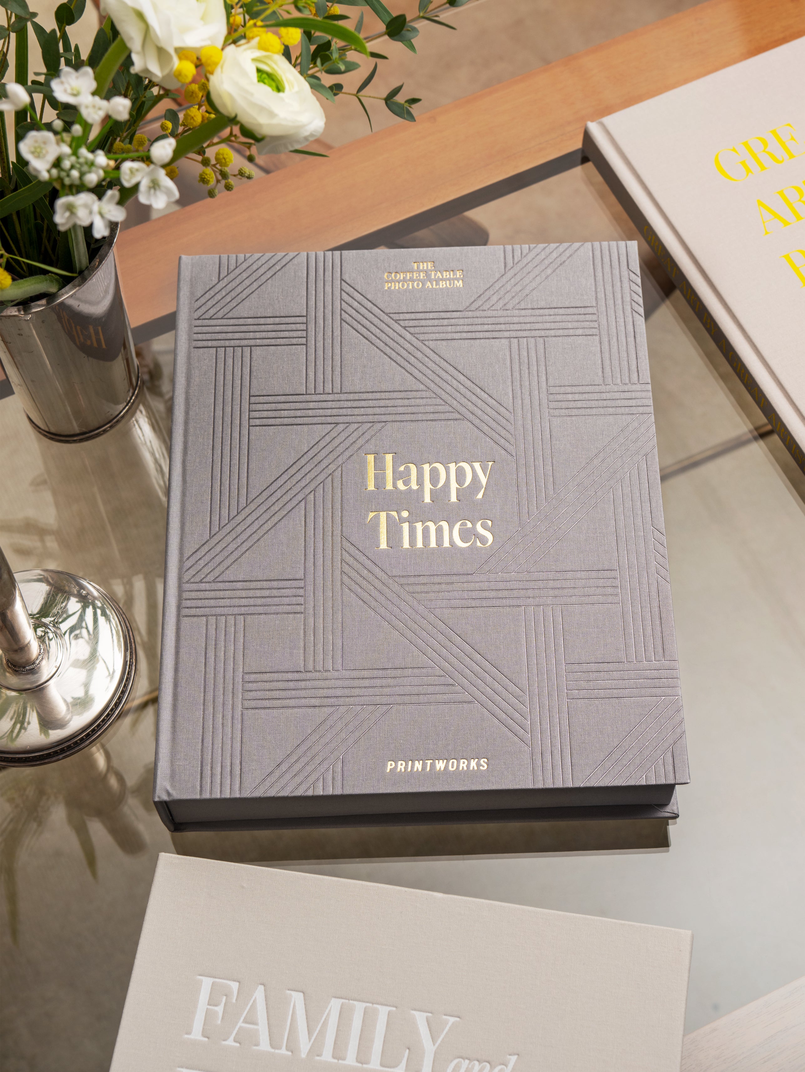 Fotoalbum HAPPY TIMES grijs met goud