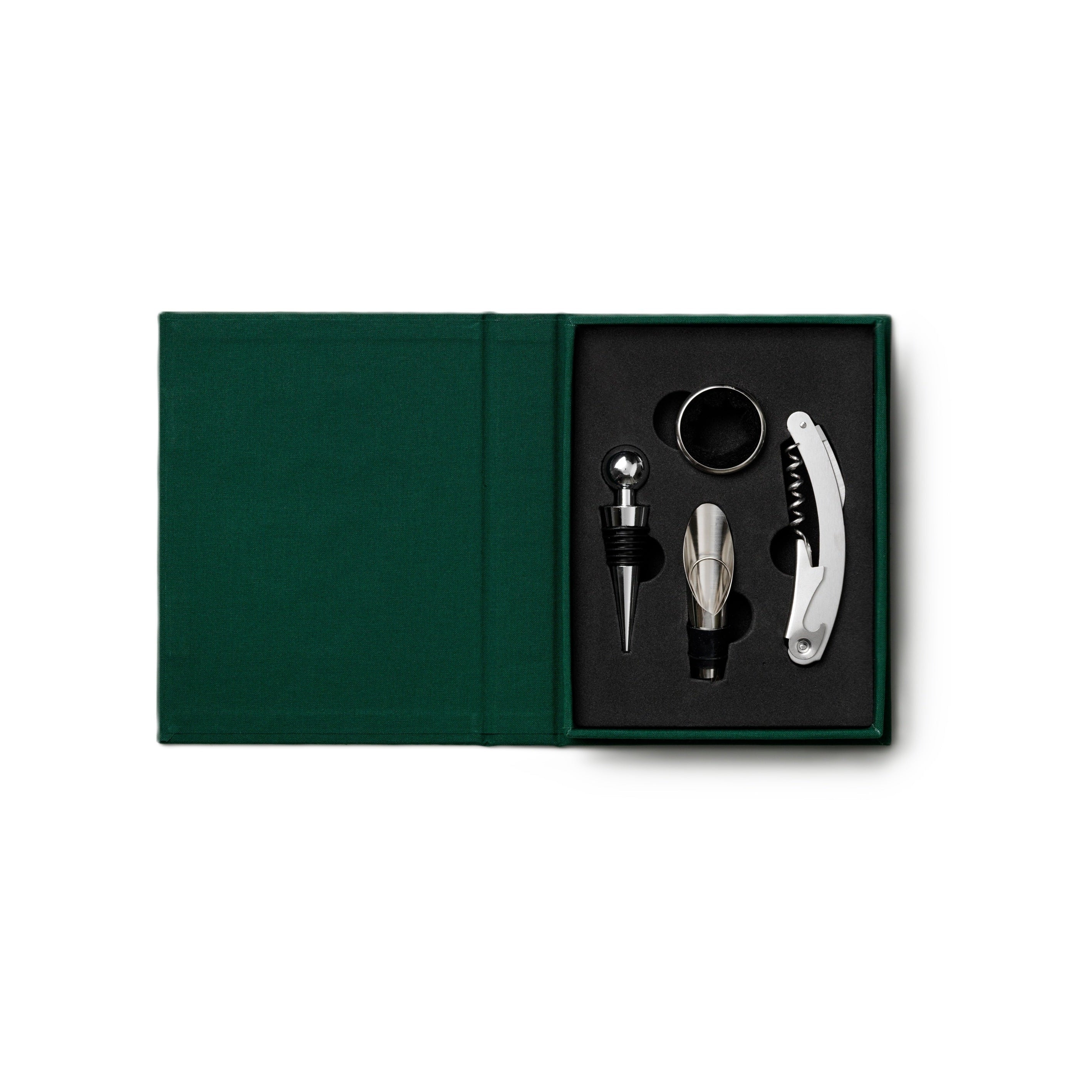 Wijnaccessoireset DE BASIS groen met roze