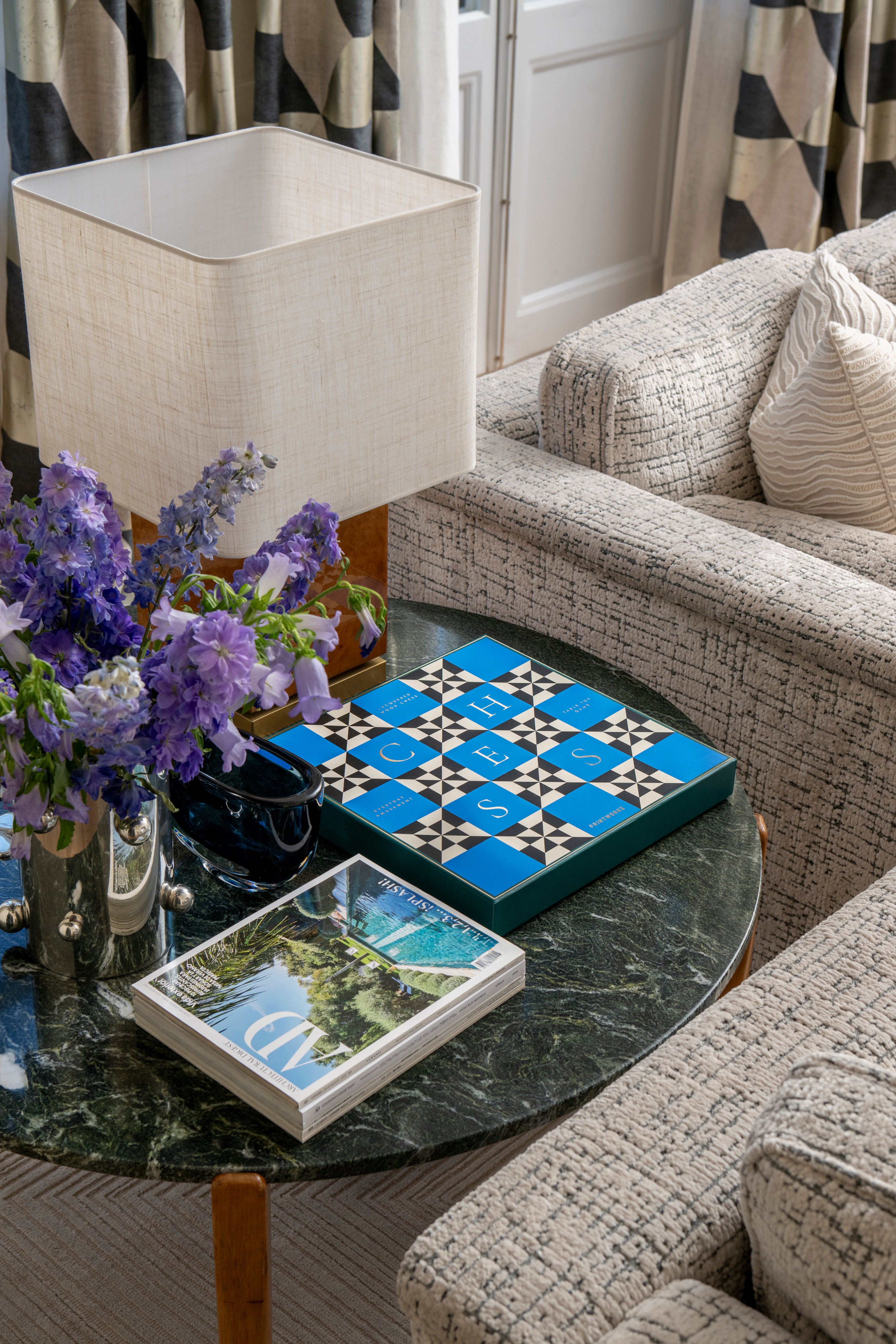 LACQUERED CHESS POSEIDON schaakset blauw