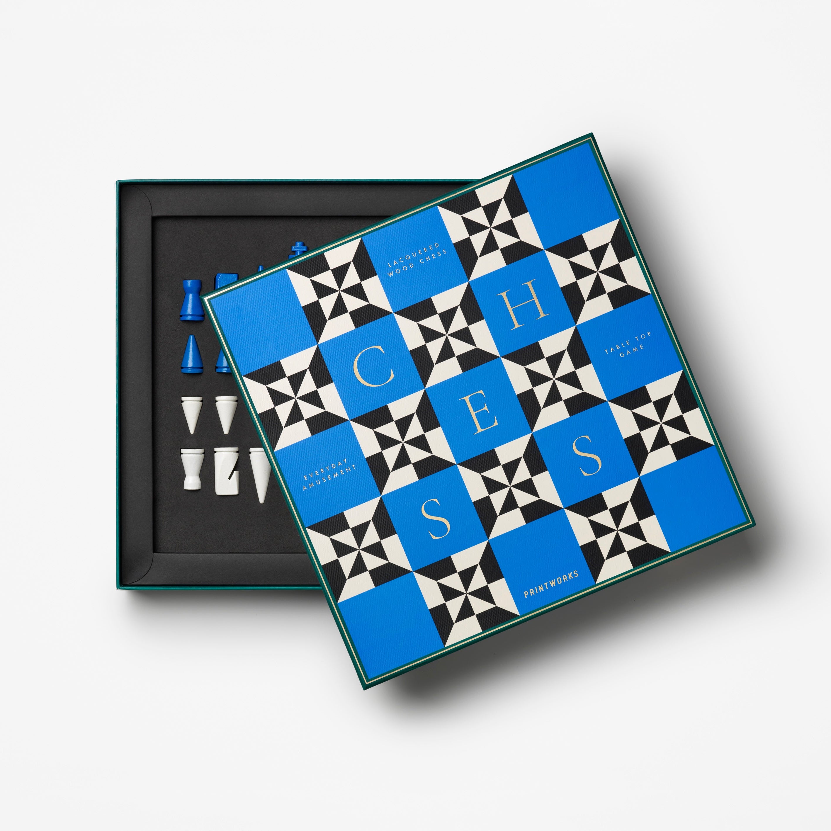 LACQUERED CHESS POSEIDON schaakset blauw