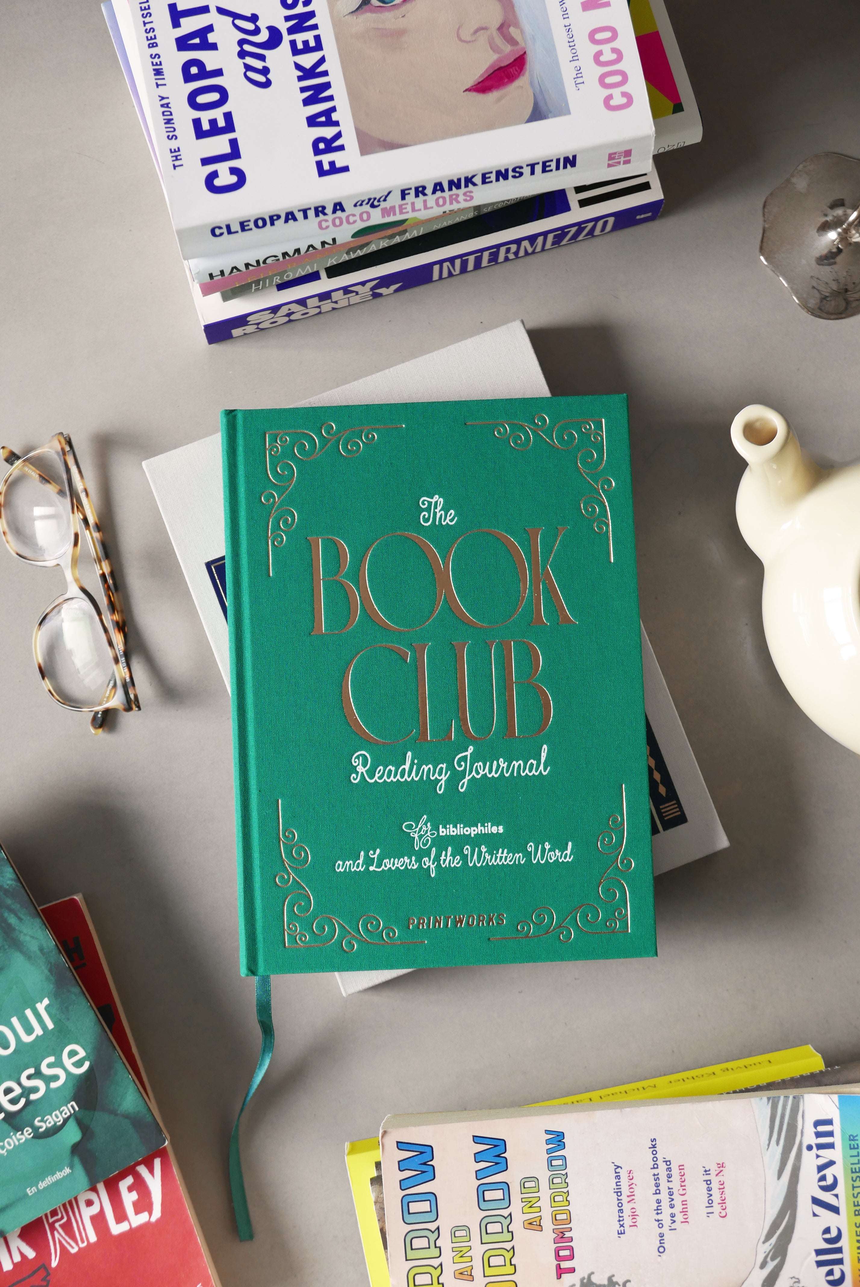 The Book Club Reading Journal Gray with Green