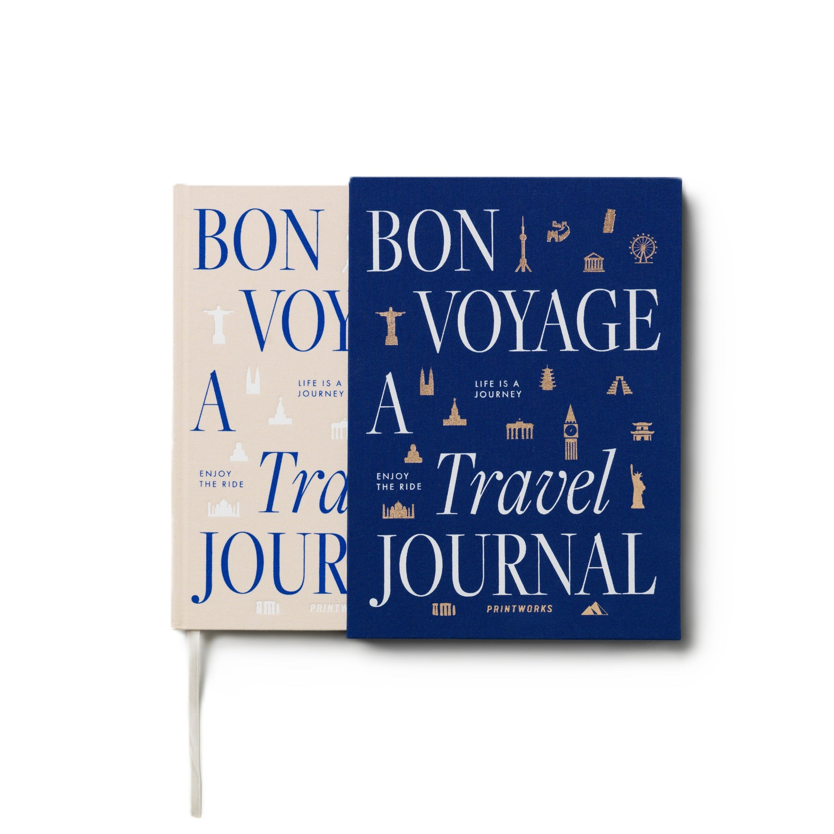 Reisdagboek TRAVEL JOURNAL marineblauw met beige