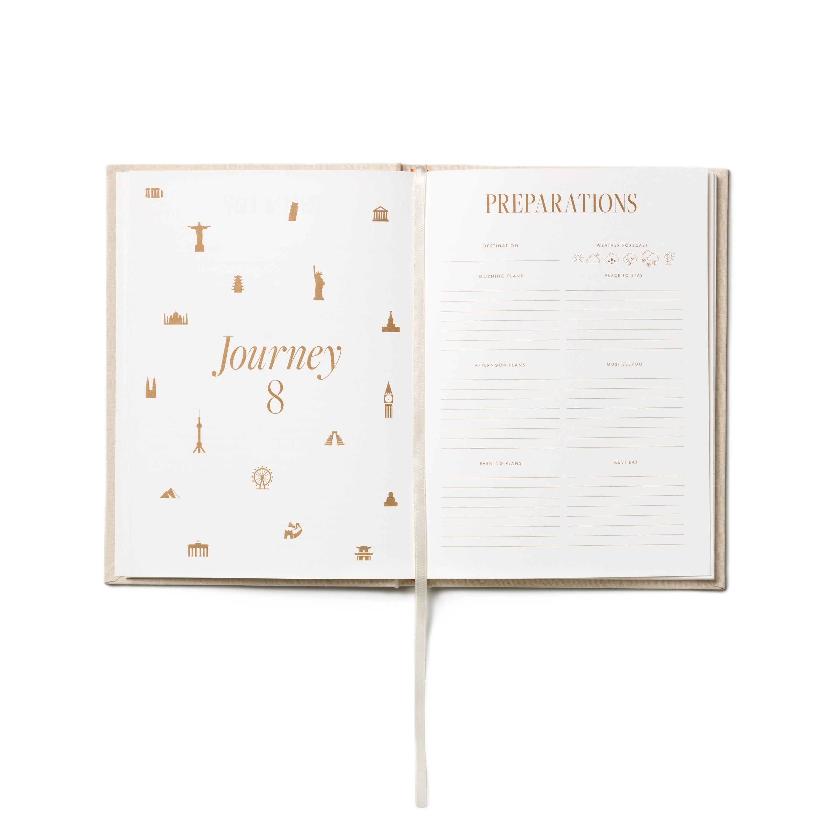Reisdagboek TRAVEL JOURNAL marineblauw met beige