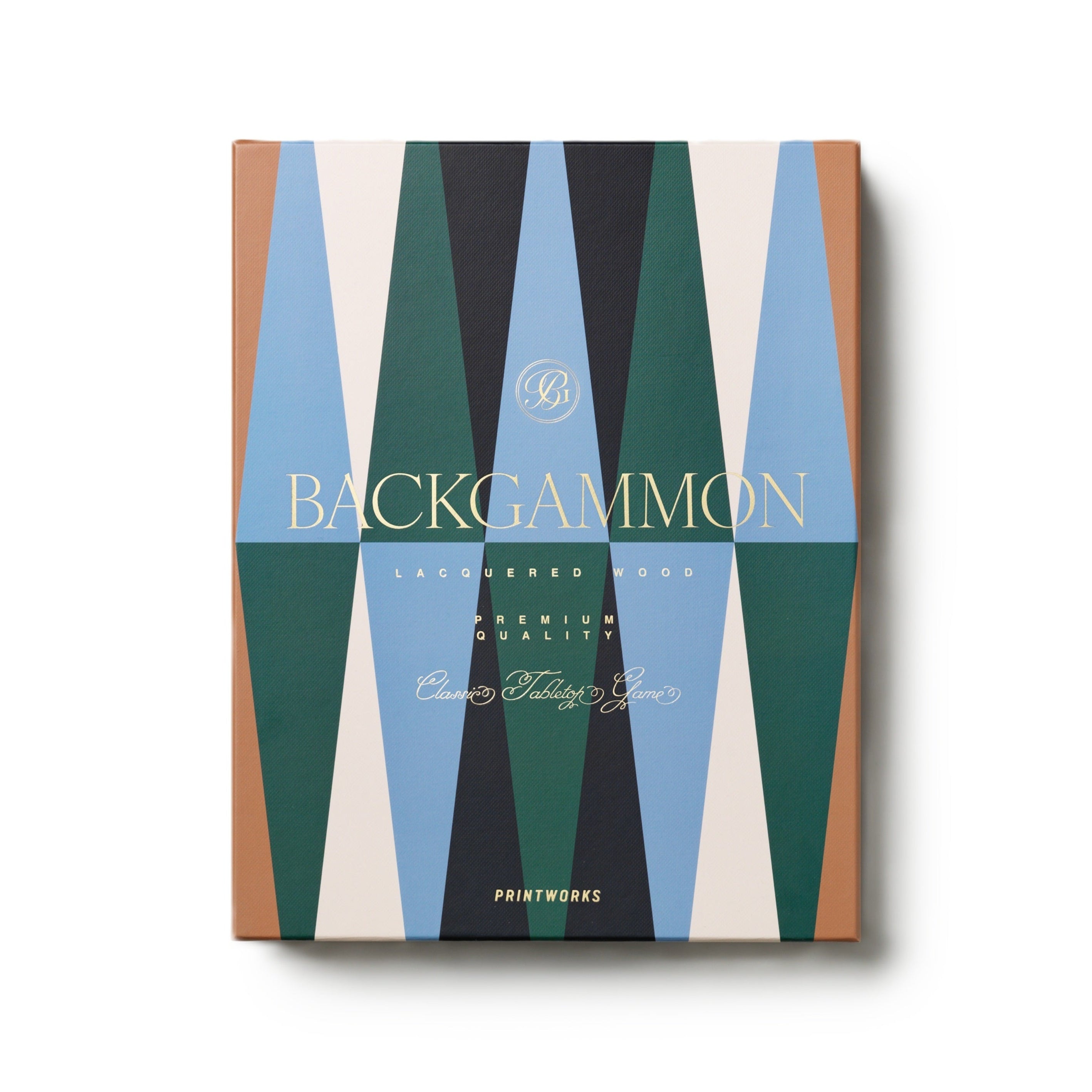 Gelakte backgammon set bruin met blauw