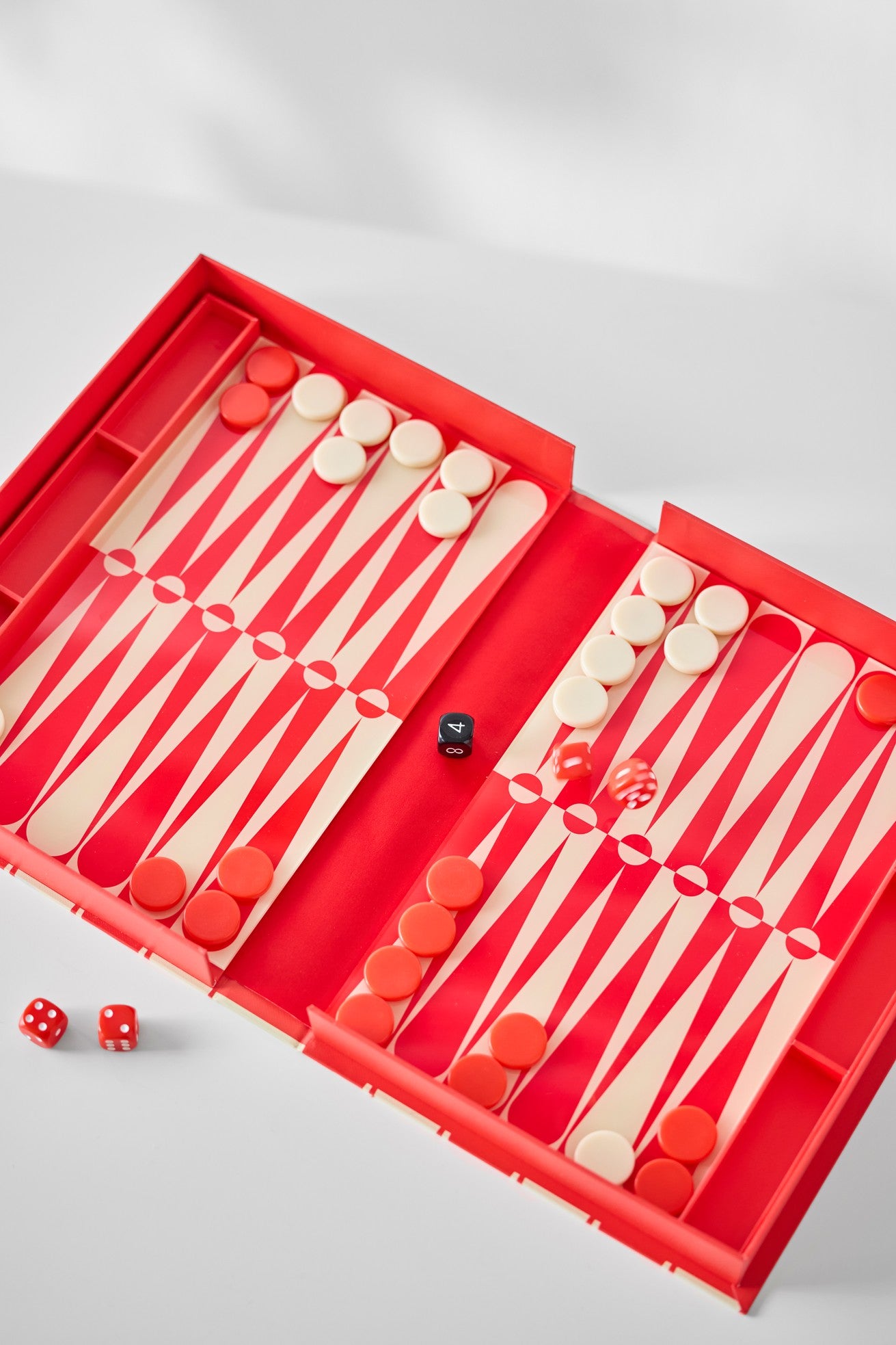 Backgammon set ART OF BACKGAMMON rood met beige