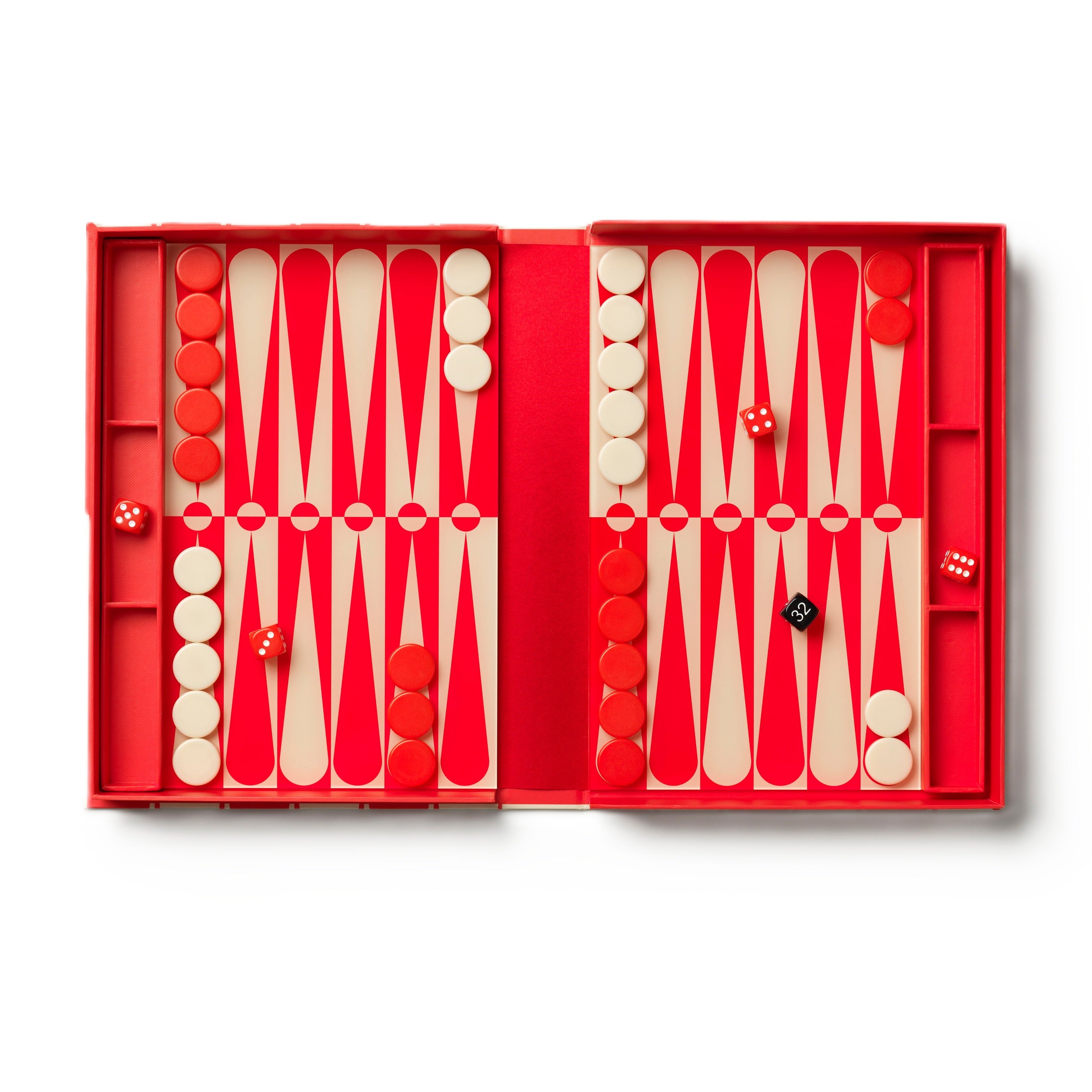 Backgammon set ART OF BACKGAMMON rood met beige