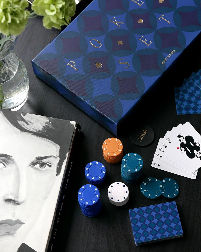 Zwart met marineblauwe poker set ART OF POKER