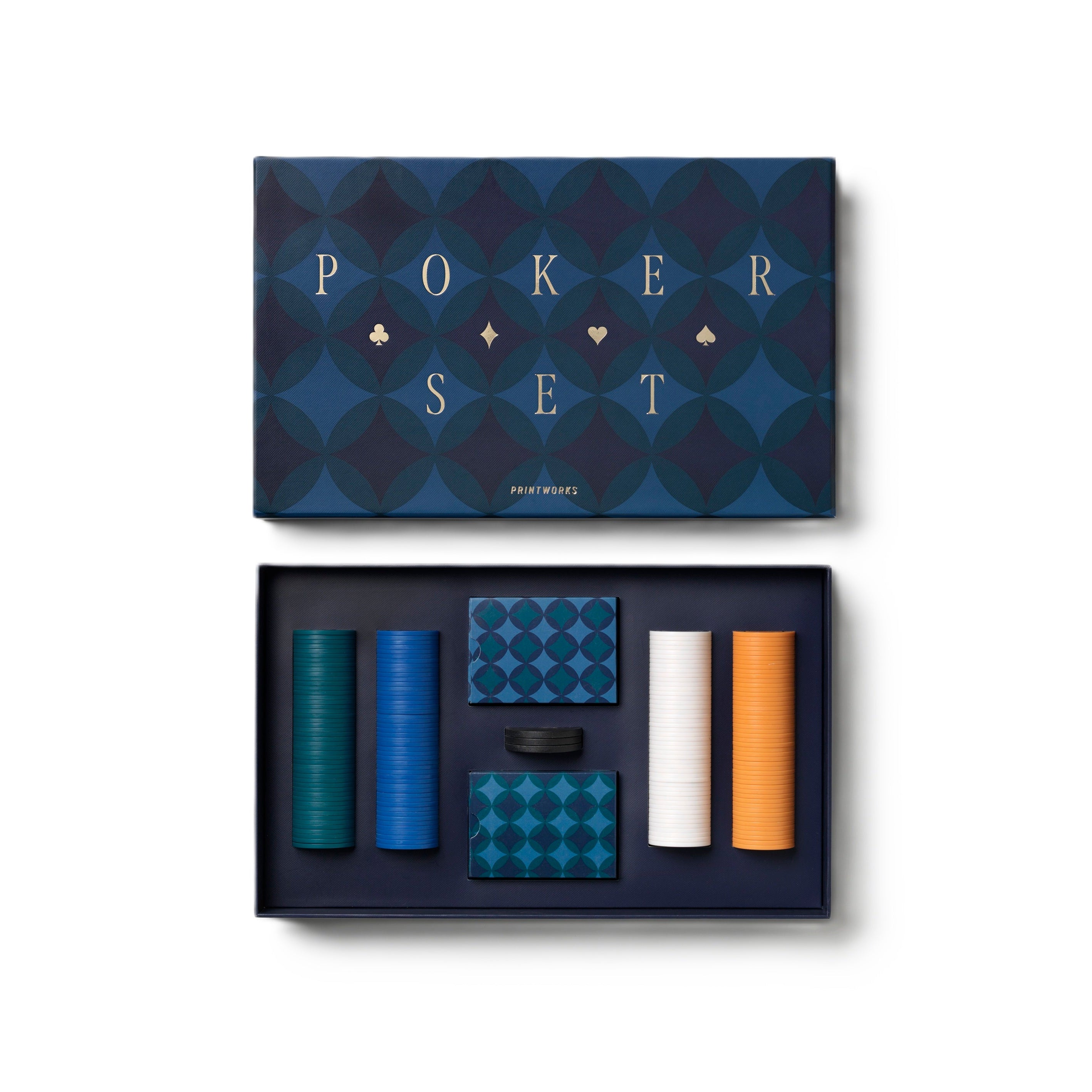 Zwart met marineblauwe poker set ART OF POKER