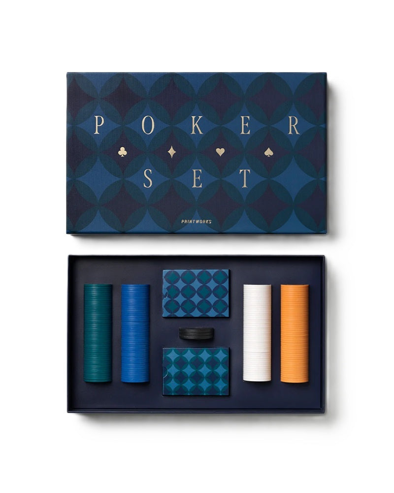 Zwart met marineblauwe poker set ART OF POKER