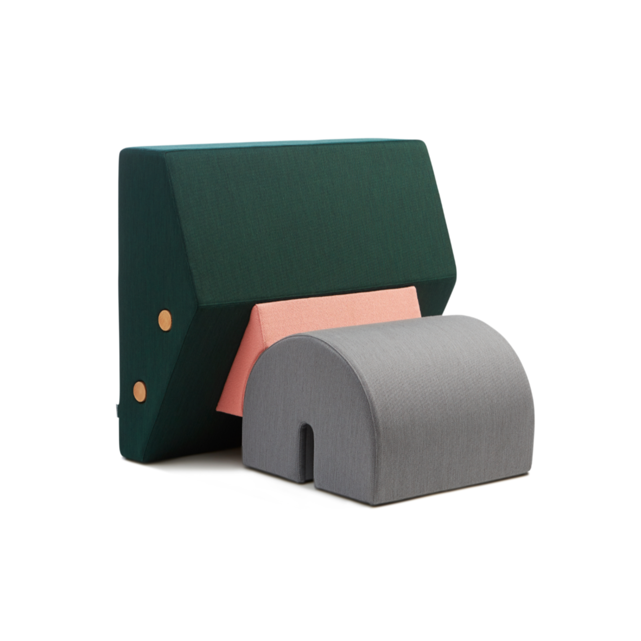 KEYSTONE armchair in green with pink and gray