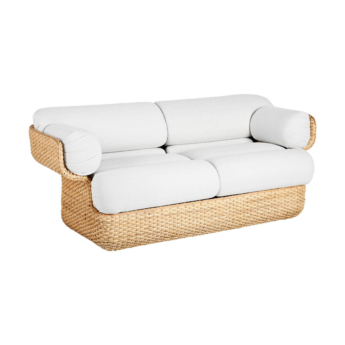 BASKET 2-Sitzer-Sofa weiß mit Rattan