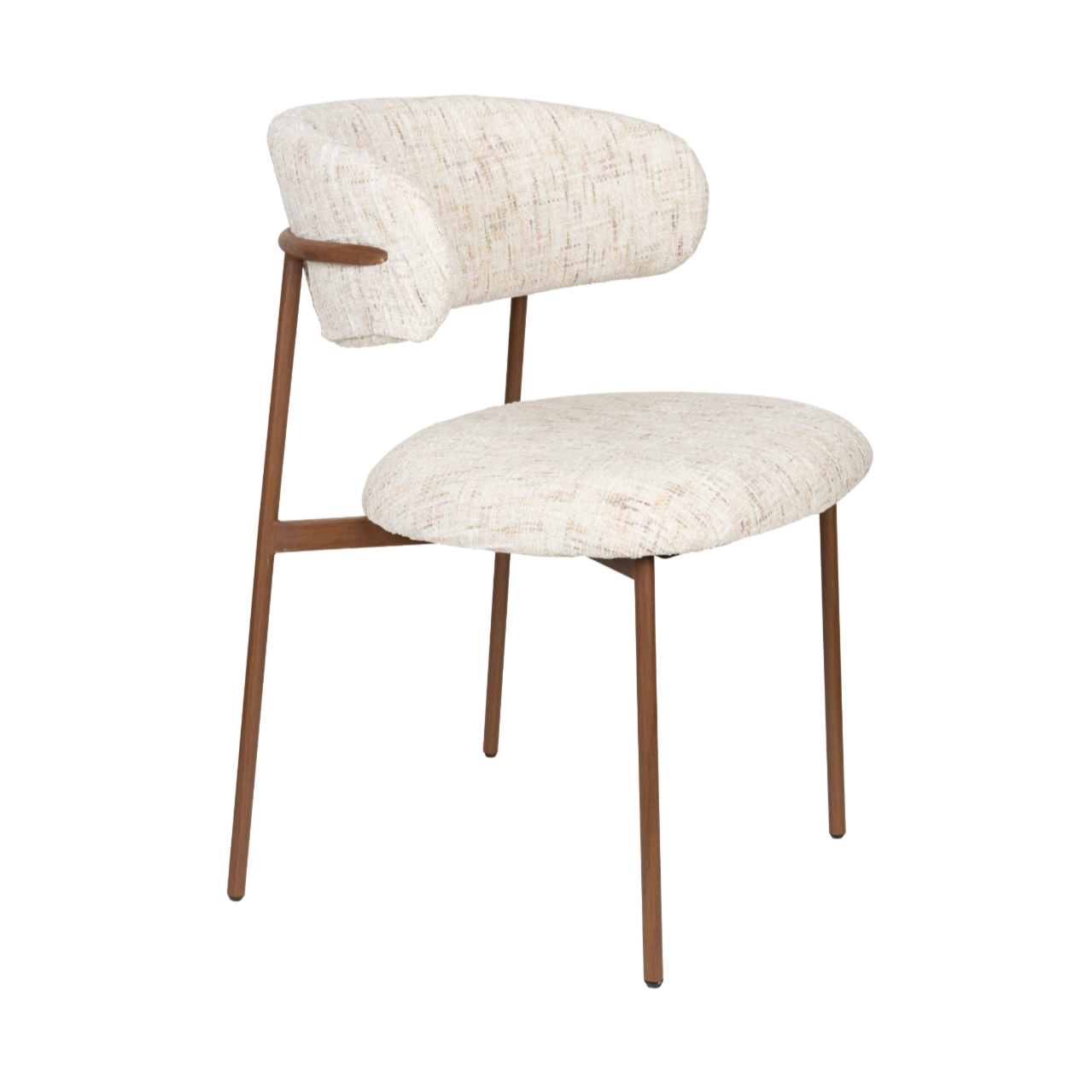 Stuhl CLAES weiß mit braunem Gestell