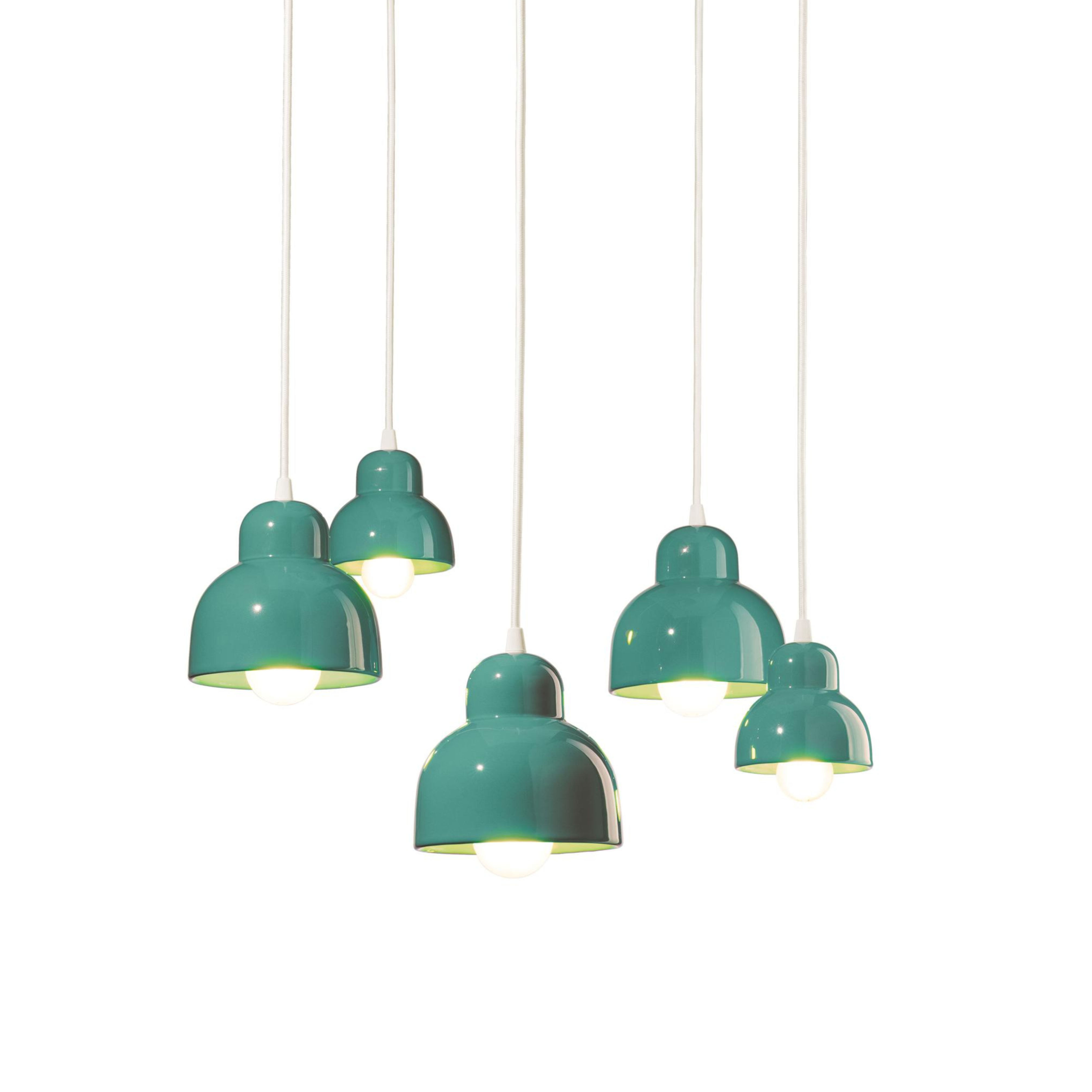 Turquoise ceramic chandelier BERIMBAU