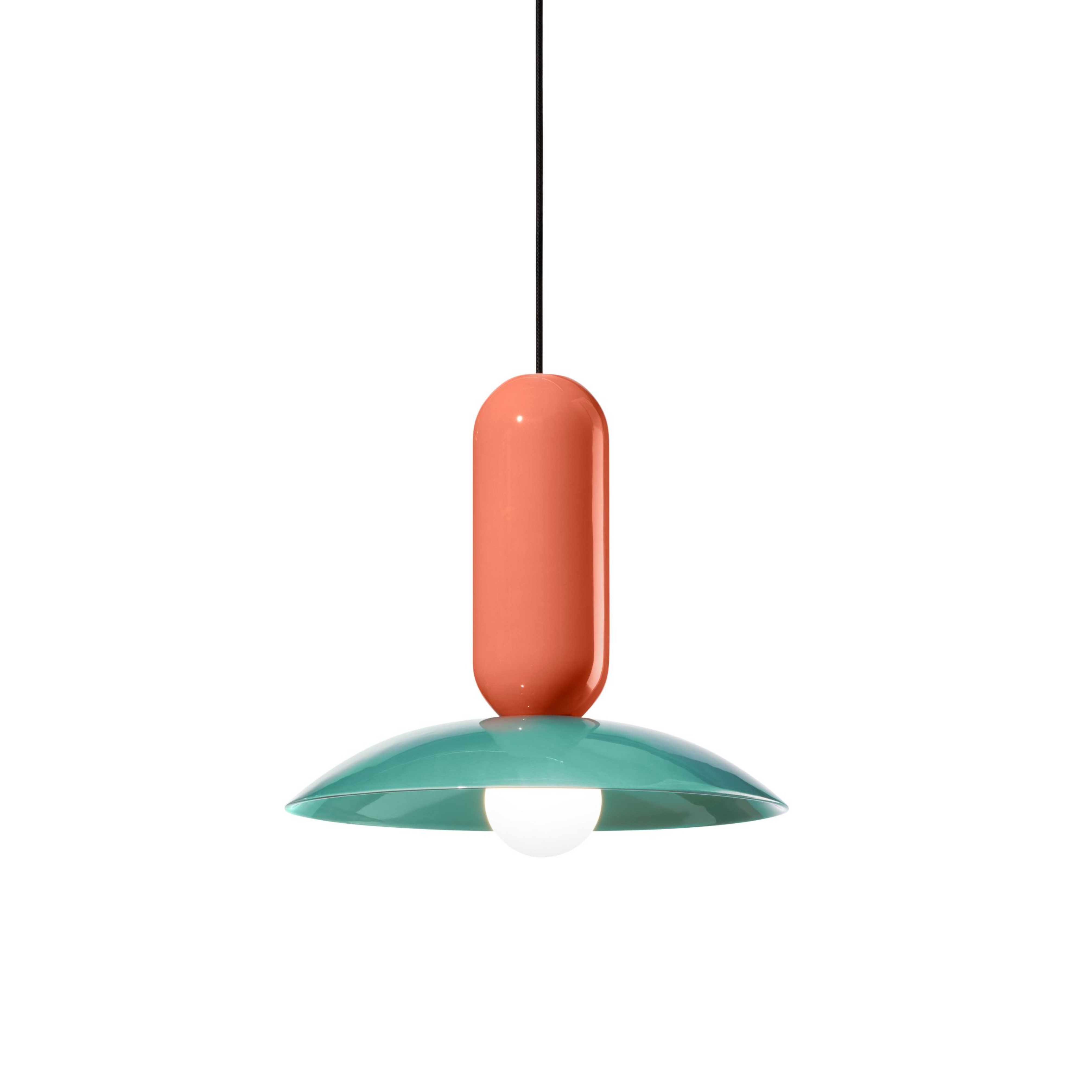 Ceramic pendant lamp PAU orange with turquoise