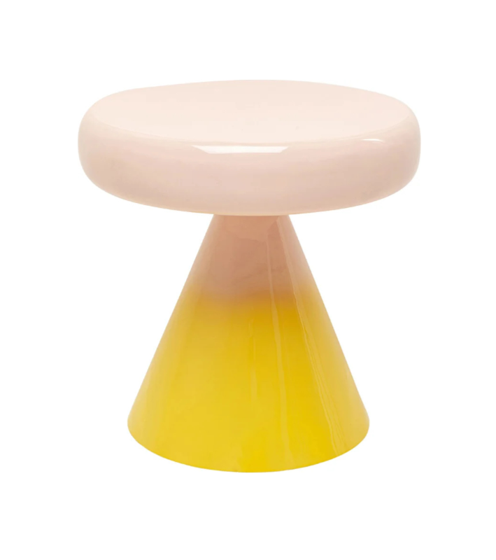 Yellow RICI side table with light pink