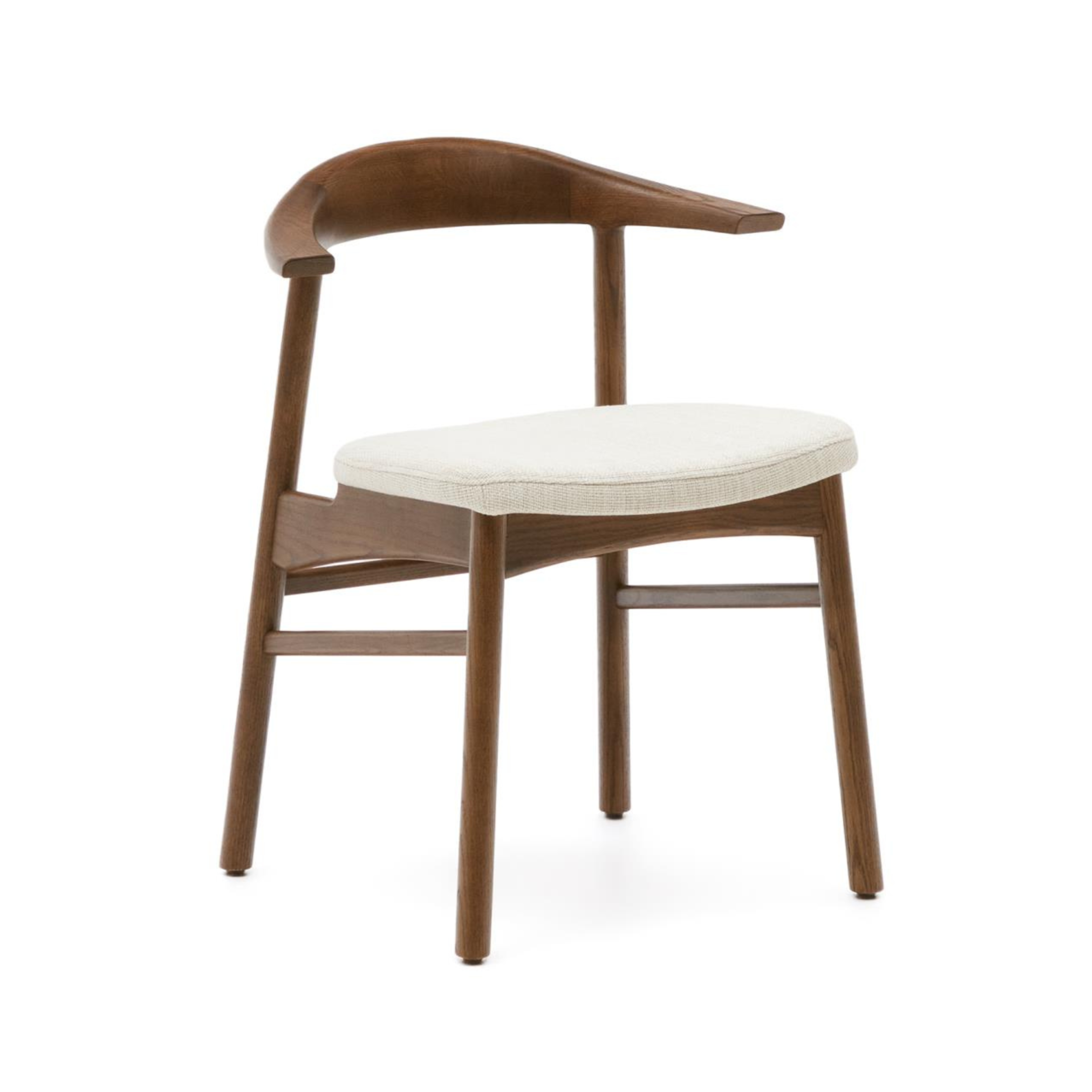 TIMONS Stuhl, beige Chenille, Untergestell aus dunkler Eiche