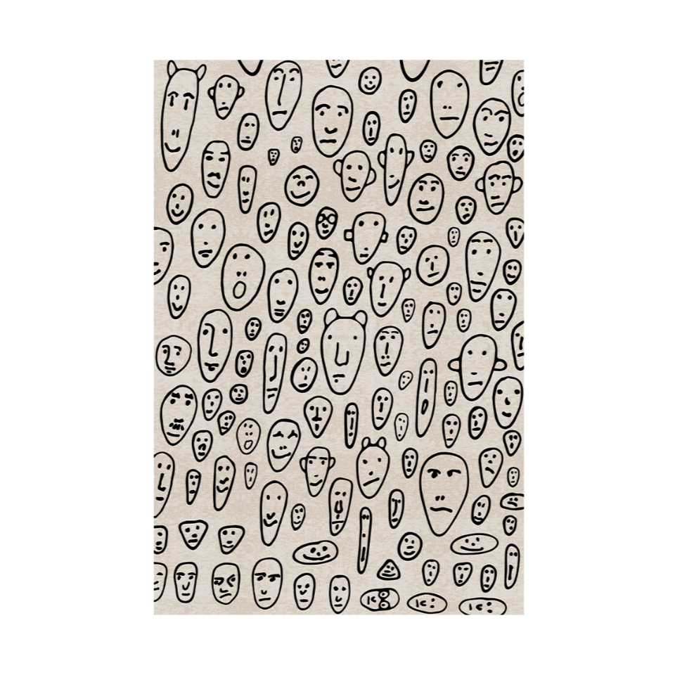 Vloerkleed DRIJVENDE GEZICHTEN beige