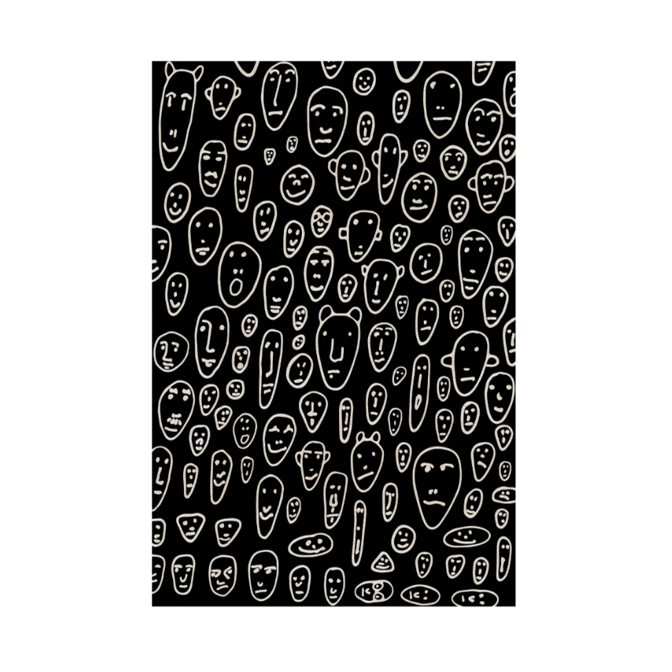 FLOATING FACES rug black