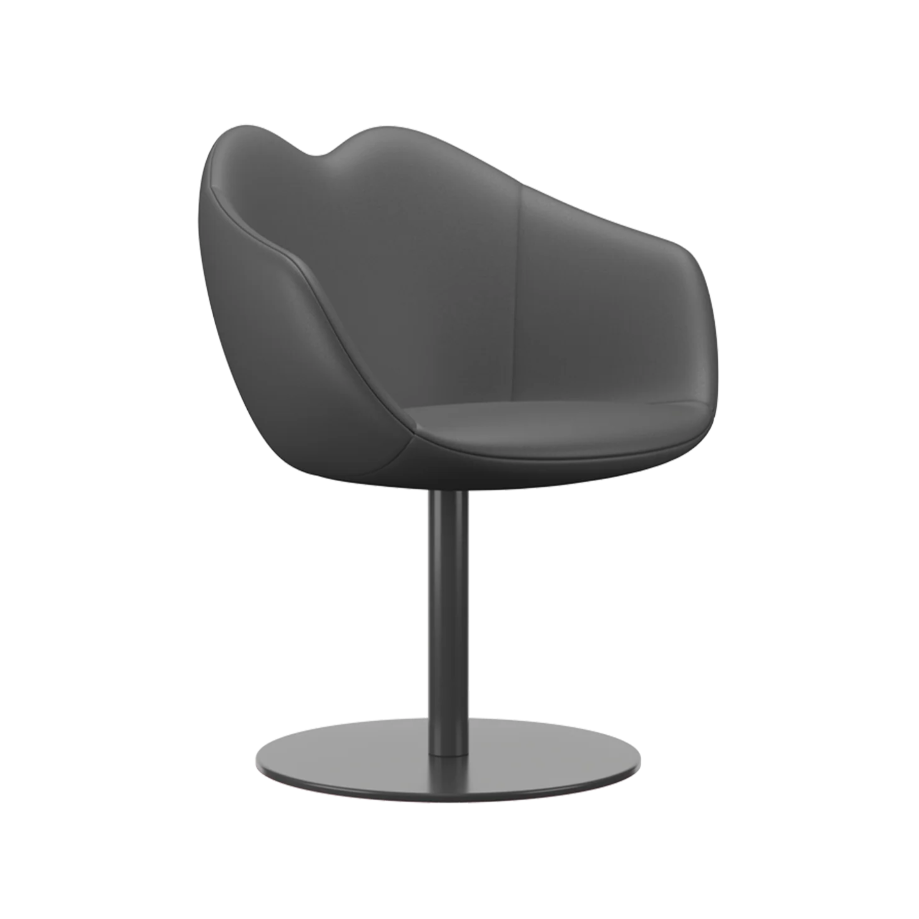 Leren fauteuil XOXO donkergrijs met ronde voet