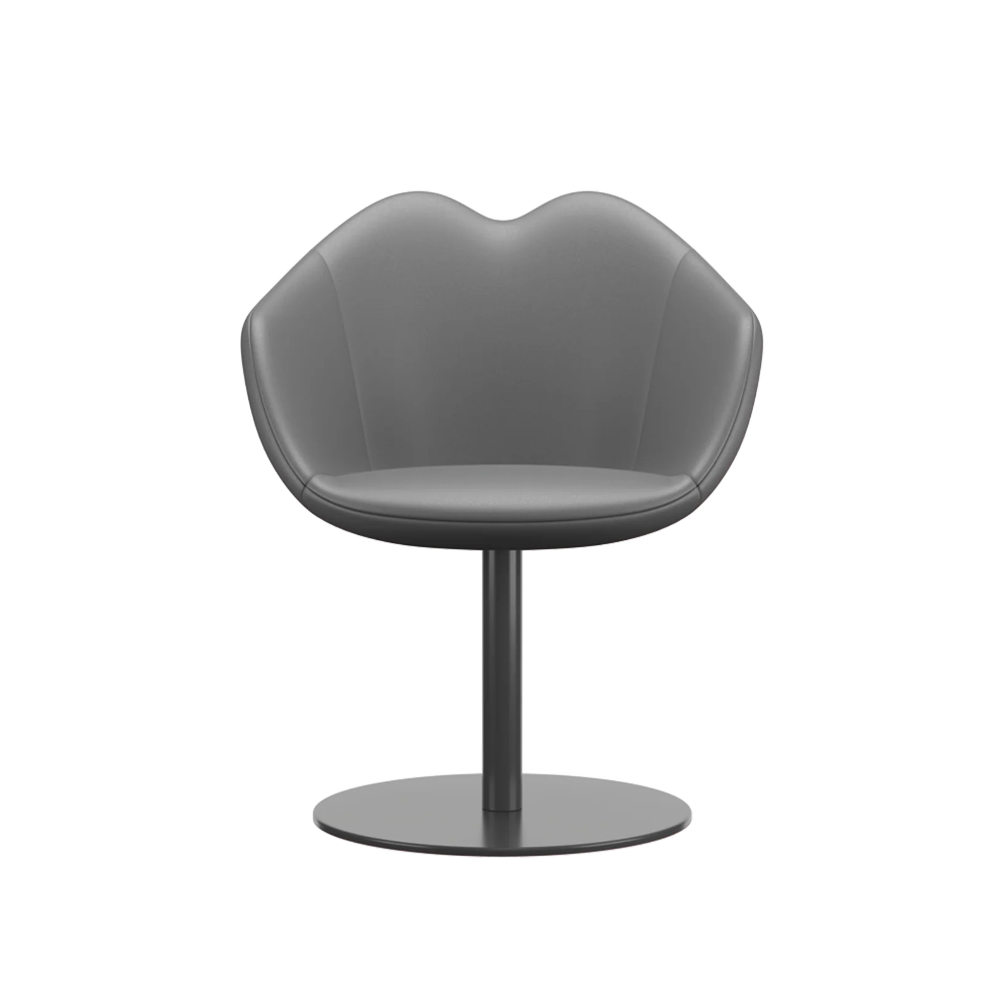 Leren fauteuil XOXO donkergrijs met ronde voet