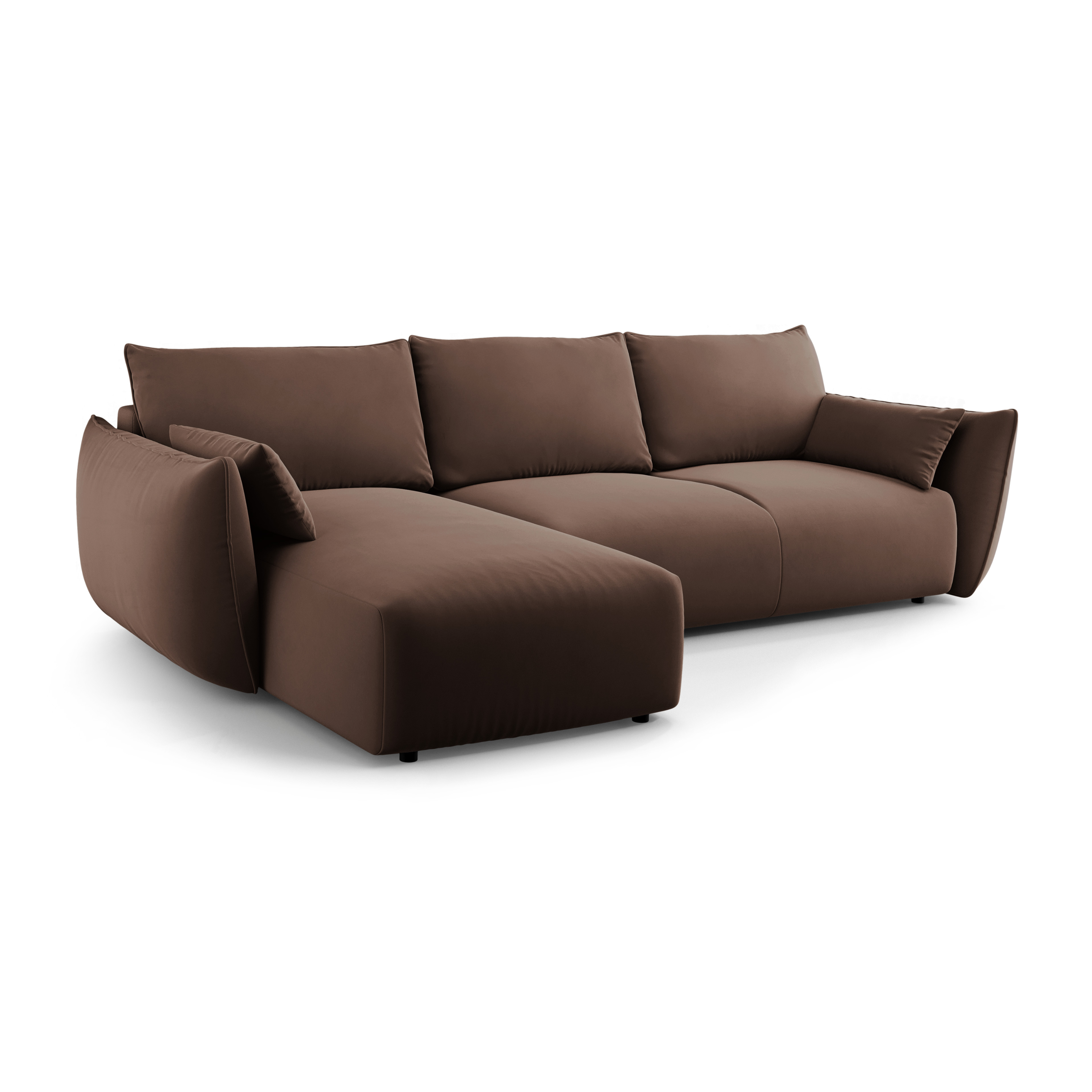 Linkes Samt-Ecksofa mit Schlaffunktion MATERA schokolade