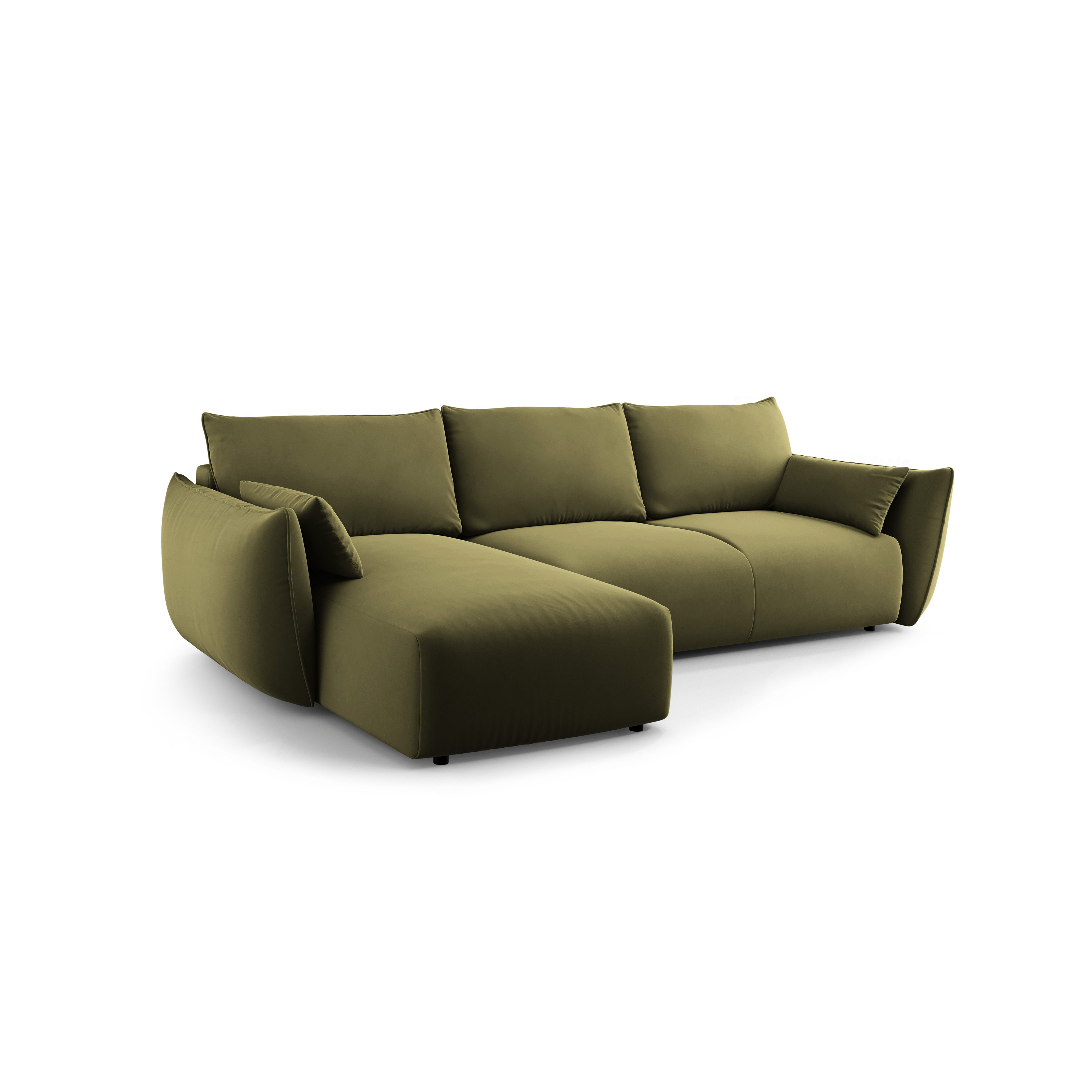 Linkes Samt-Ecksofa mit Schlaffunktion MATERA oliv