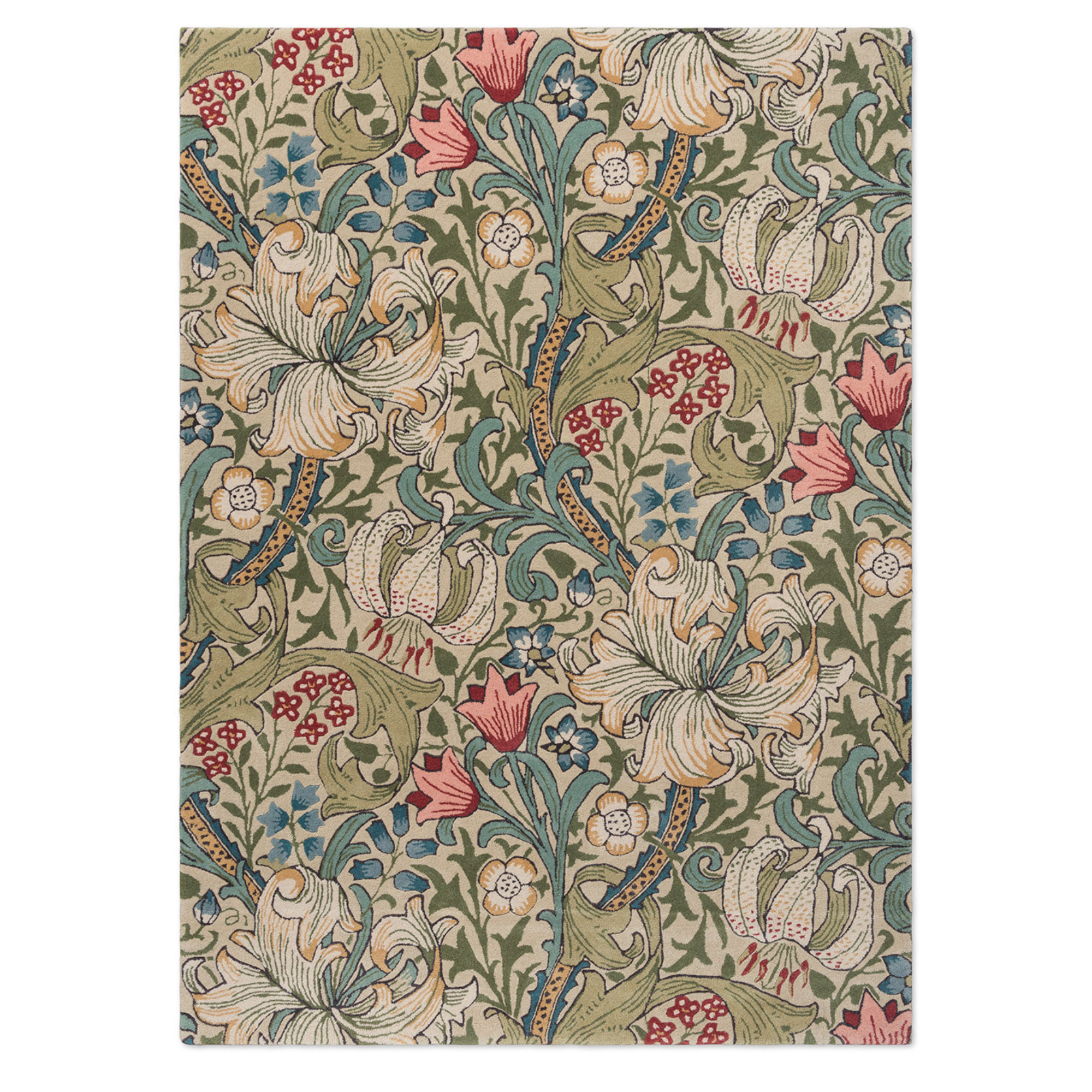 GOLDEN LILY Green Carpet with Beige
