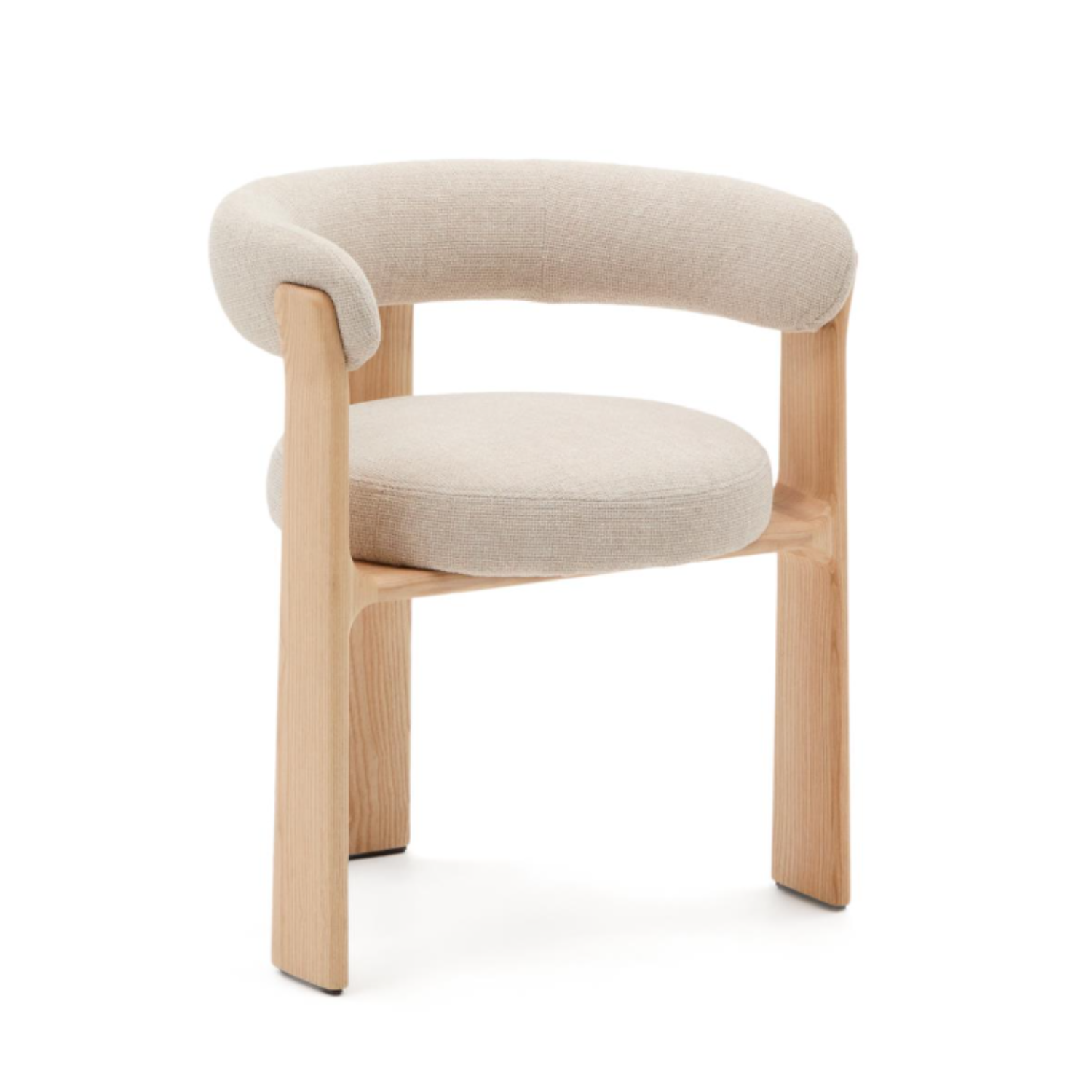 GRANITE armchair in beige chenille with an ash base