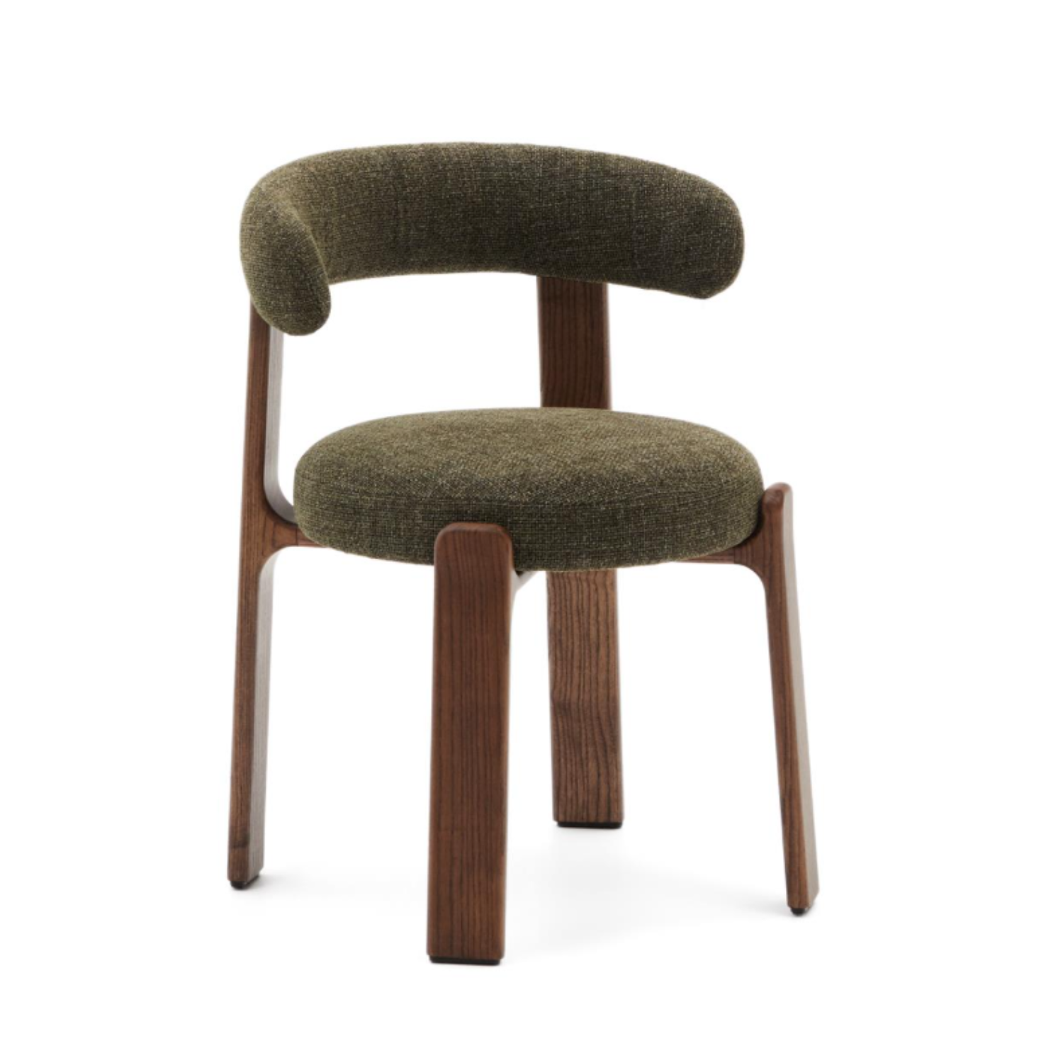 Stoel GRANITE groene chenille met een donkere essen basis