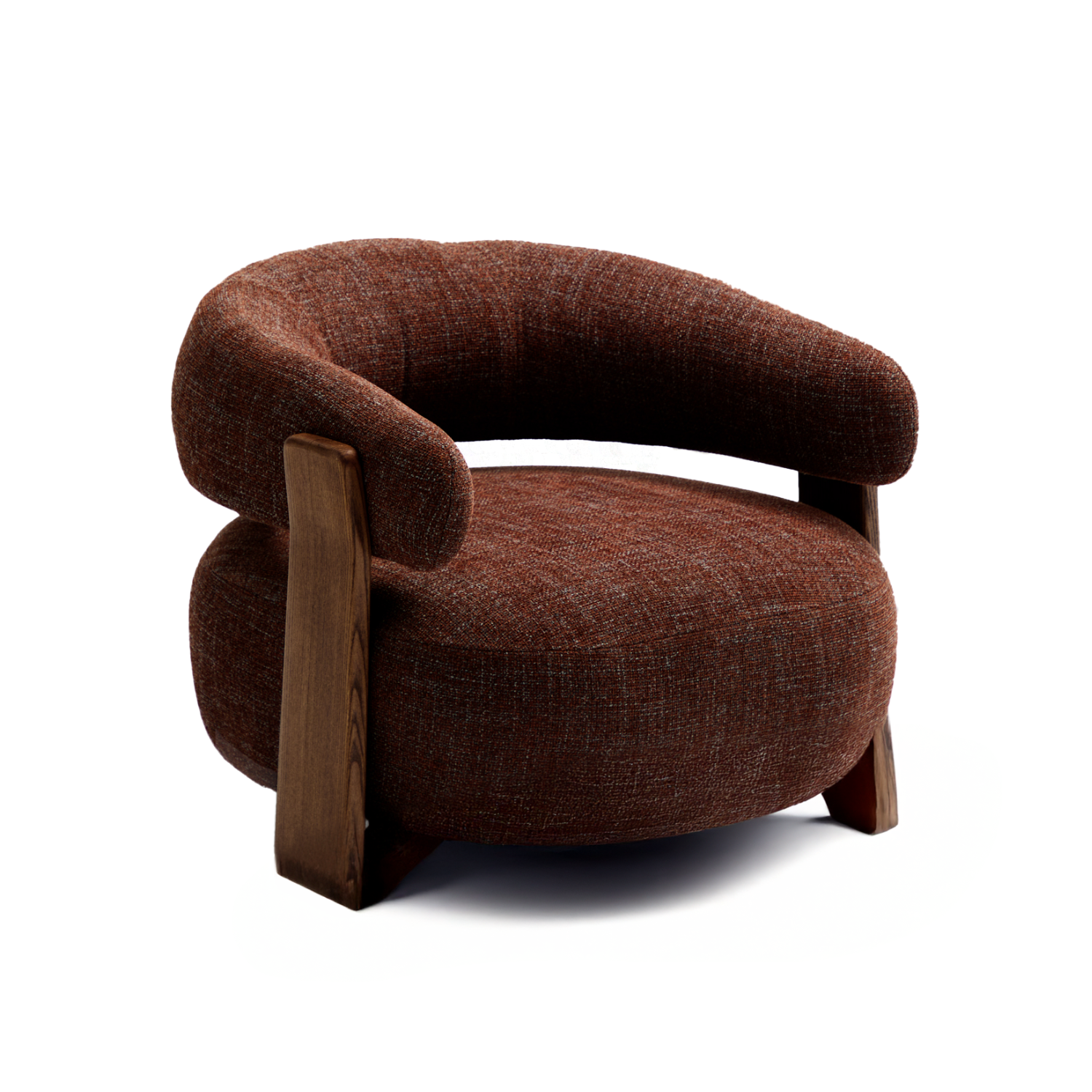 GRANITE armchair in brown chenille with a dark ash base