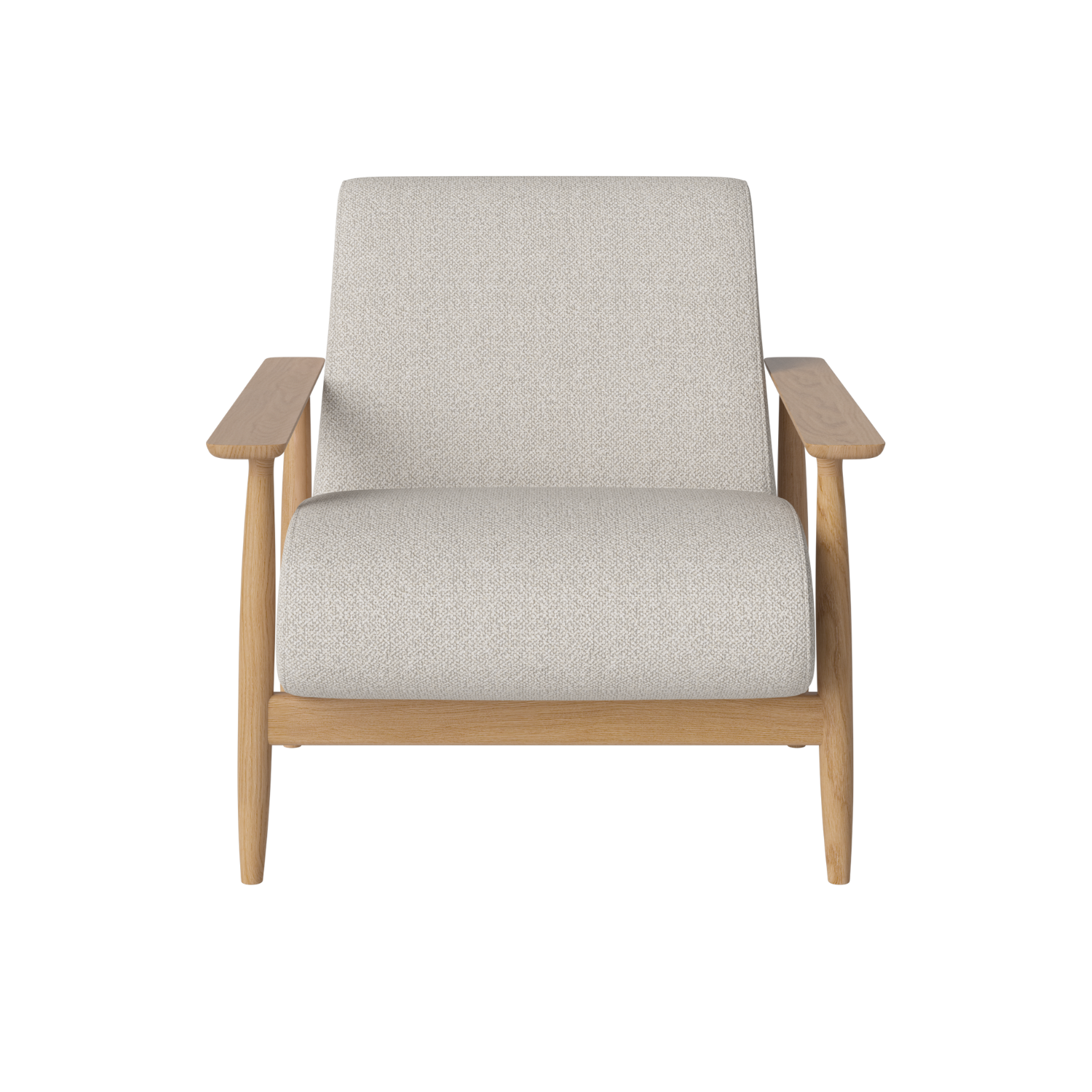 Gestoffeerde fauteuil VISTI met eikenhouten basis