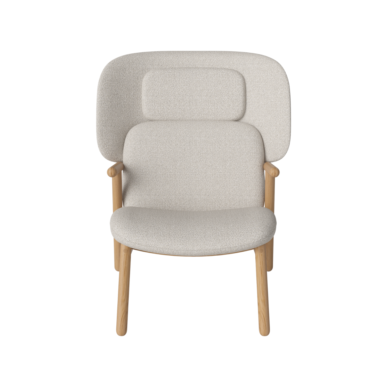Fauteuil met hoge rugleuning COSH, basis van eikenhout