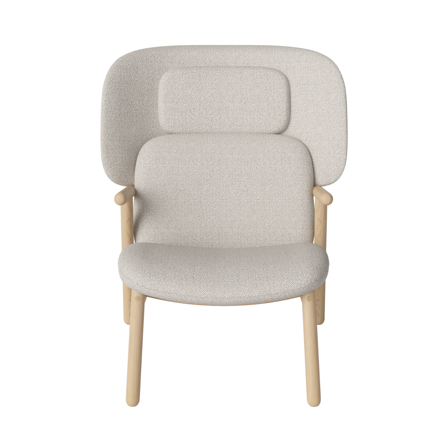 Fauteuil met hoge rugleuning COSH, basis van gebleekt eikenhout