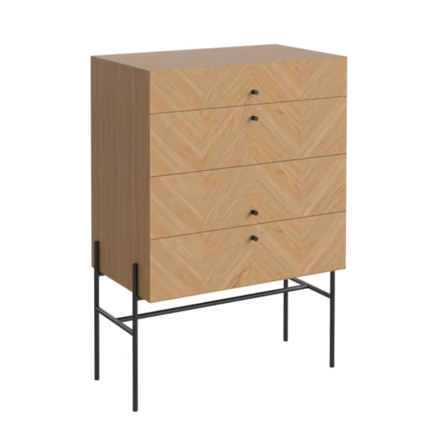LUXE commode van eikenhout met zwarte basis