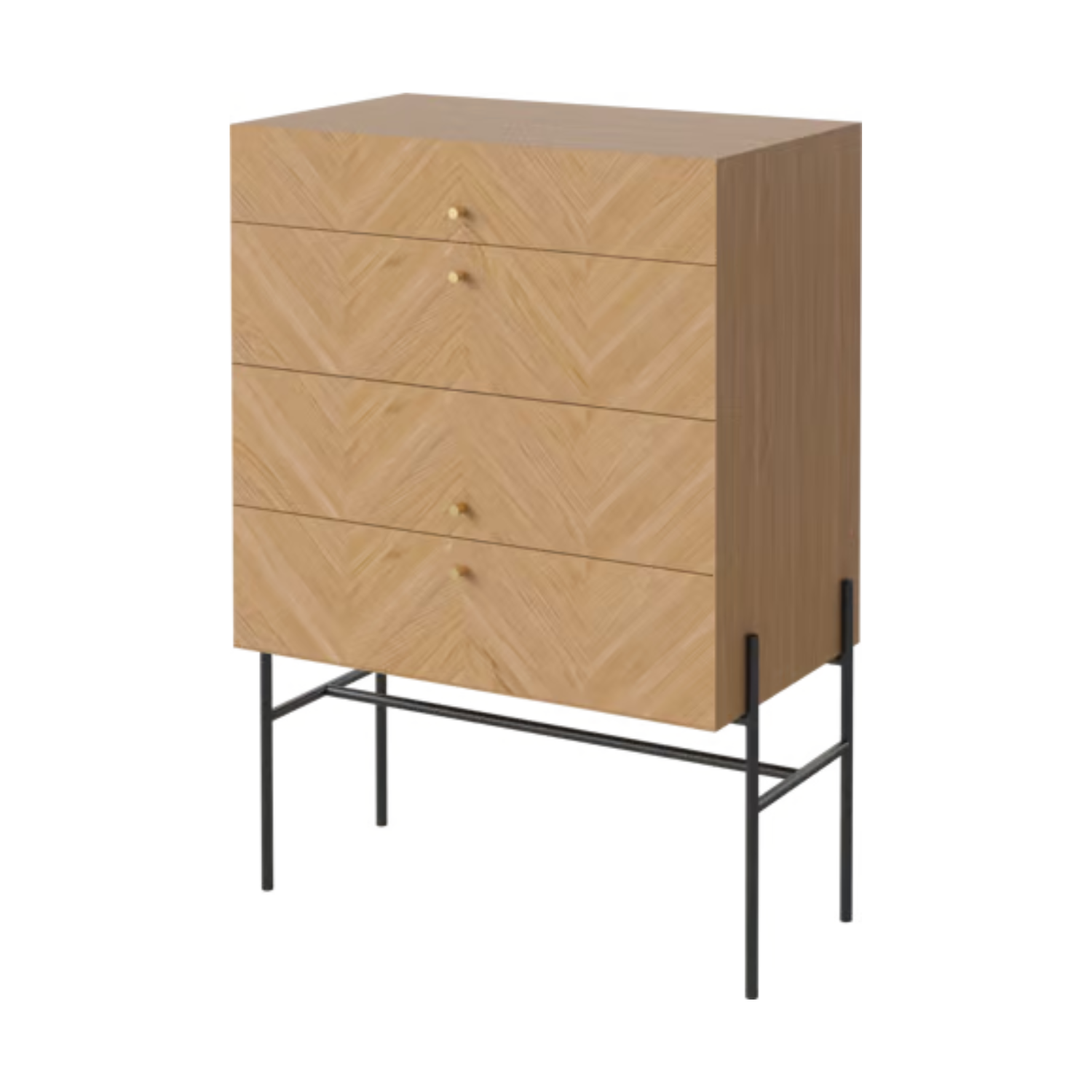 LUXE commode van eikenhout met zwarte basis