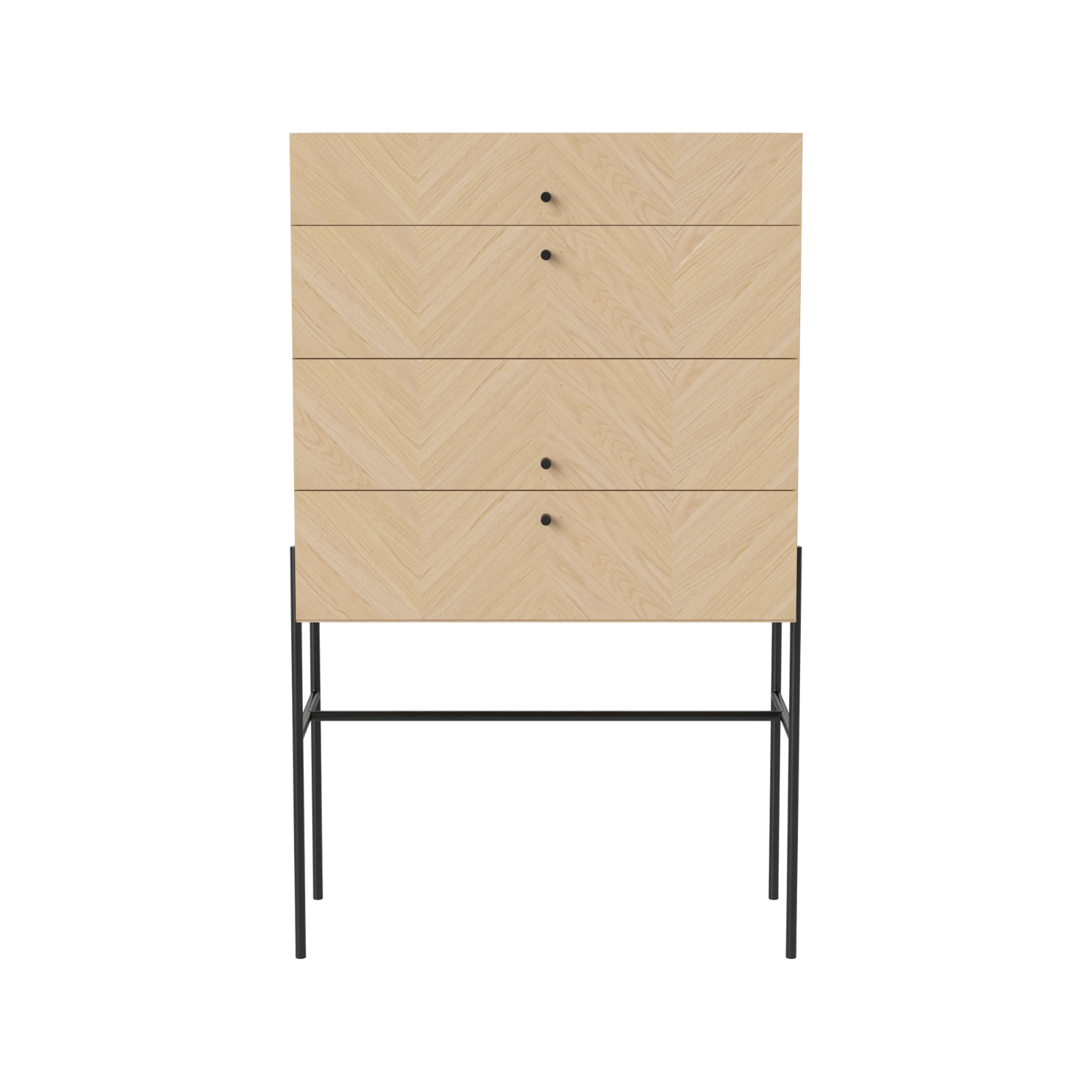 LUXE commode van gebleekt eikenhout met zwarte basis