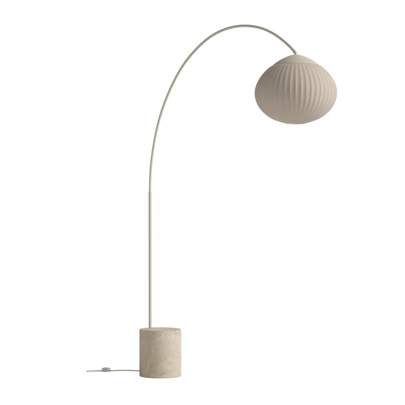 Stehlampe Bogen ACORN beige mit Travertinbasis