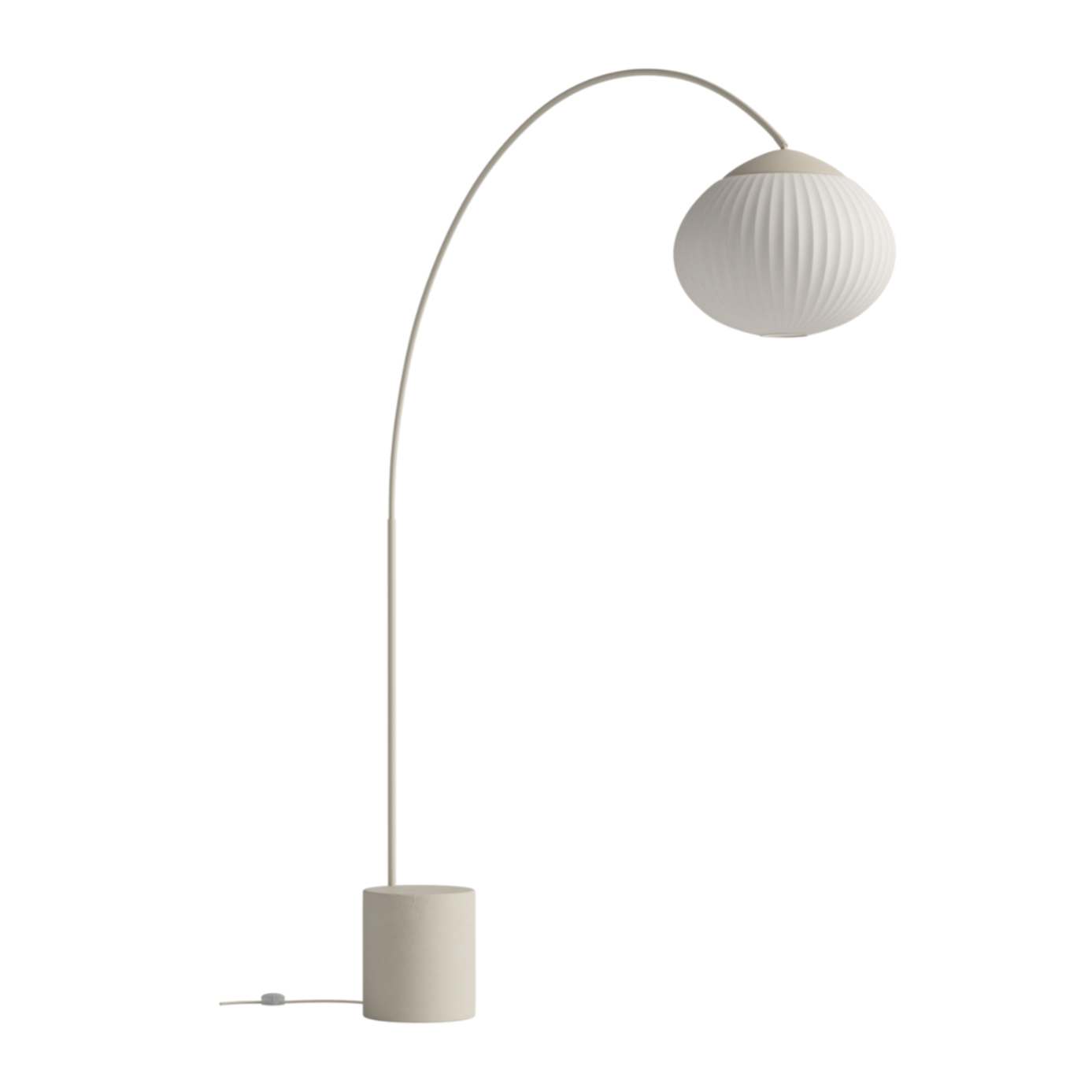 Vloerlamp ACORN wit met een voet van crèmekleurig beton