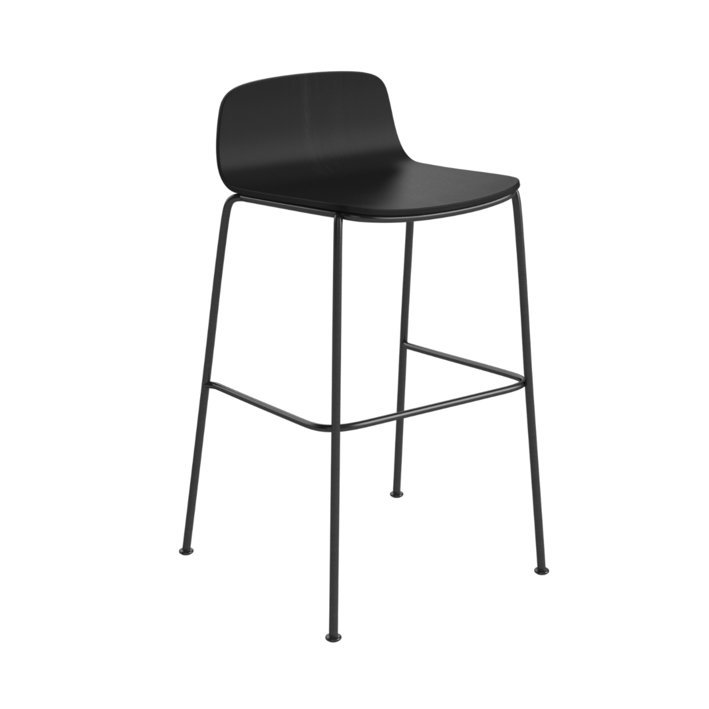 Hocker PALM zwart eikenfineer met zwarte metalen basis
