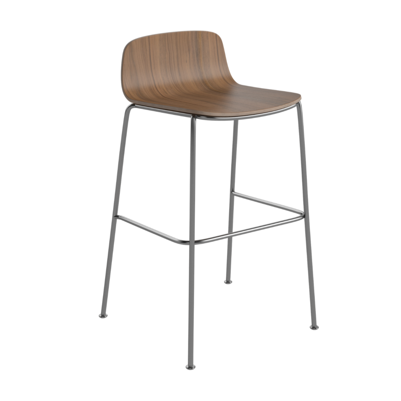Hocker PALM notenhout met metalen basis